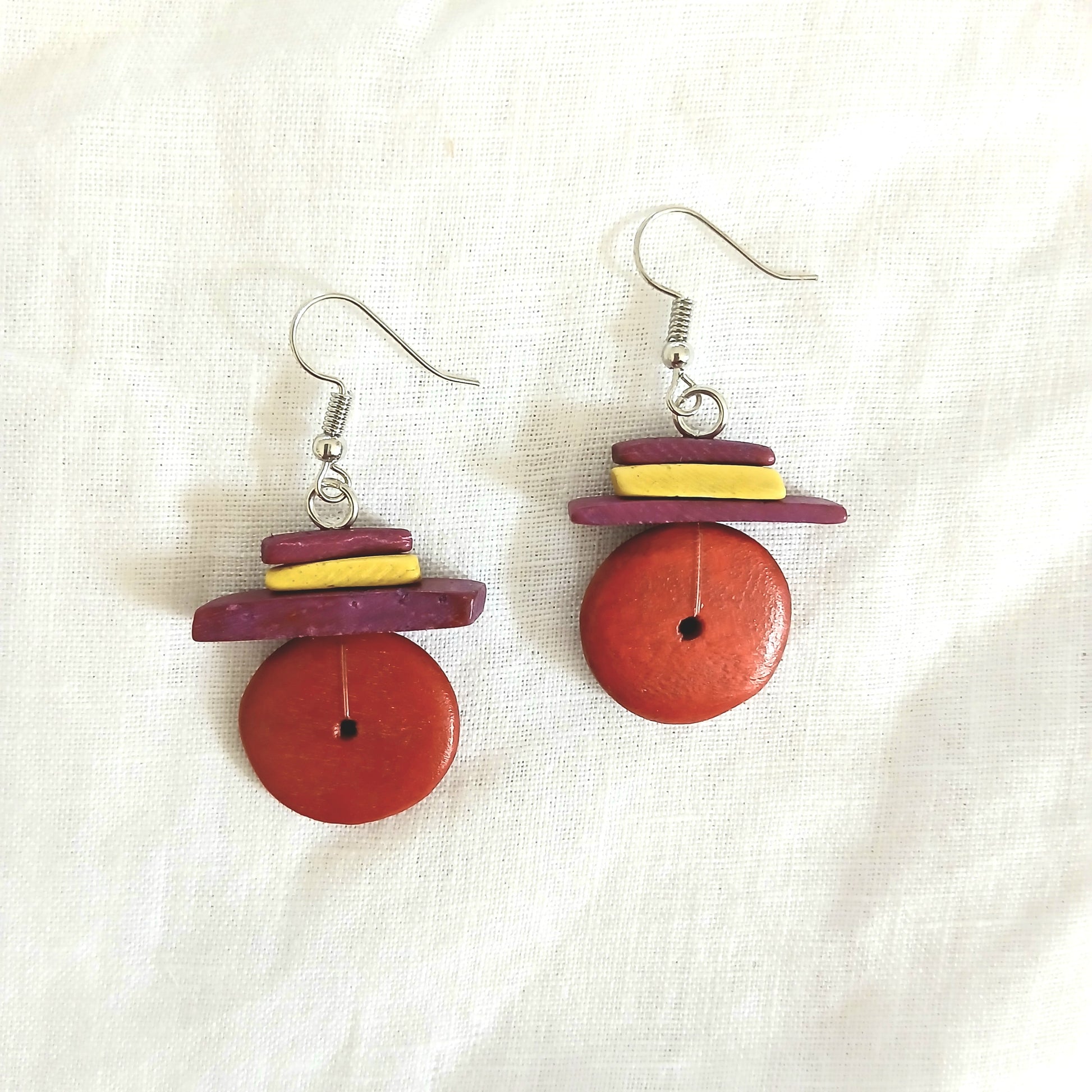 PRE-ORDER Wooden Hat Beaded Earrings E7-1475
