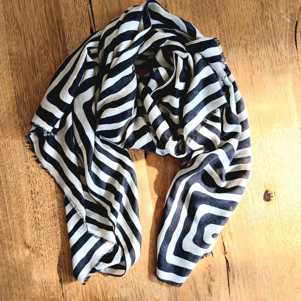 Striped Soft Touch Viscose Scarf - 332351