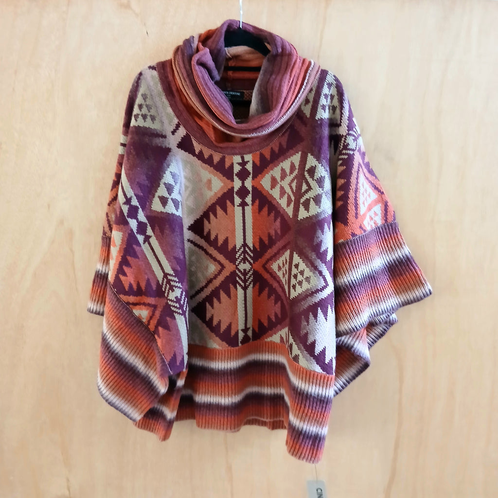 Pre-Order Knitted Poncho Dried Tomato 24183