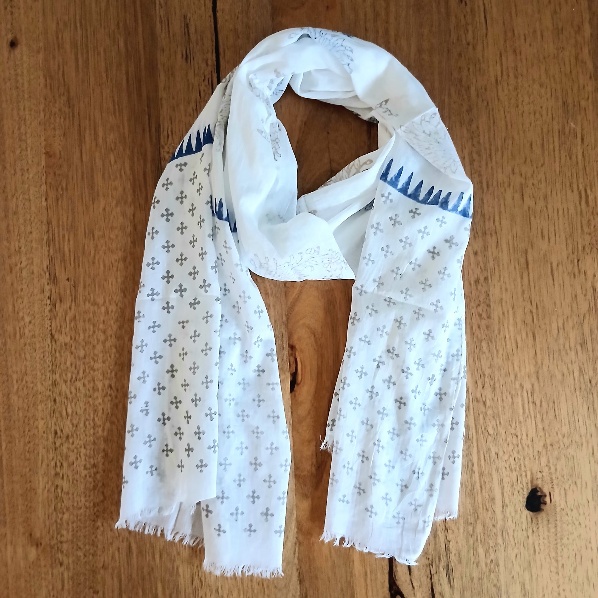 Orange and Turquoise Pattern - Pure Cotton Scarf 16715