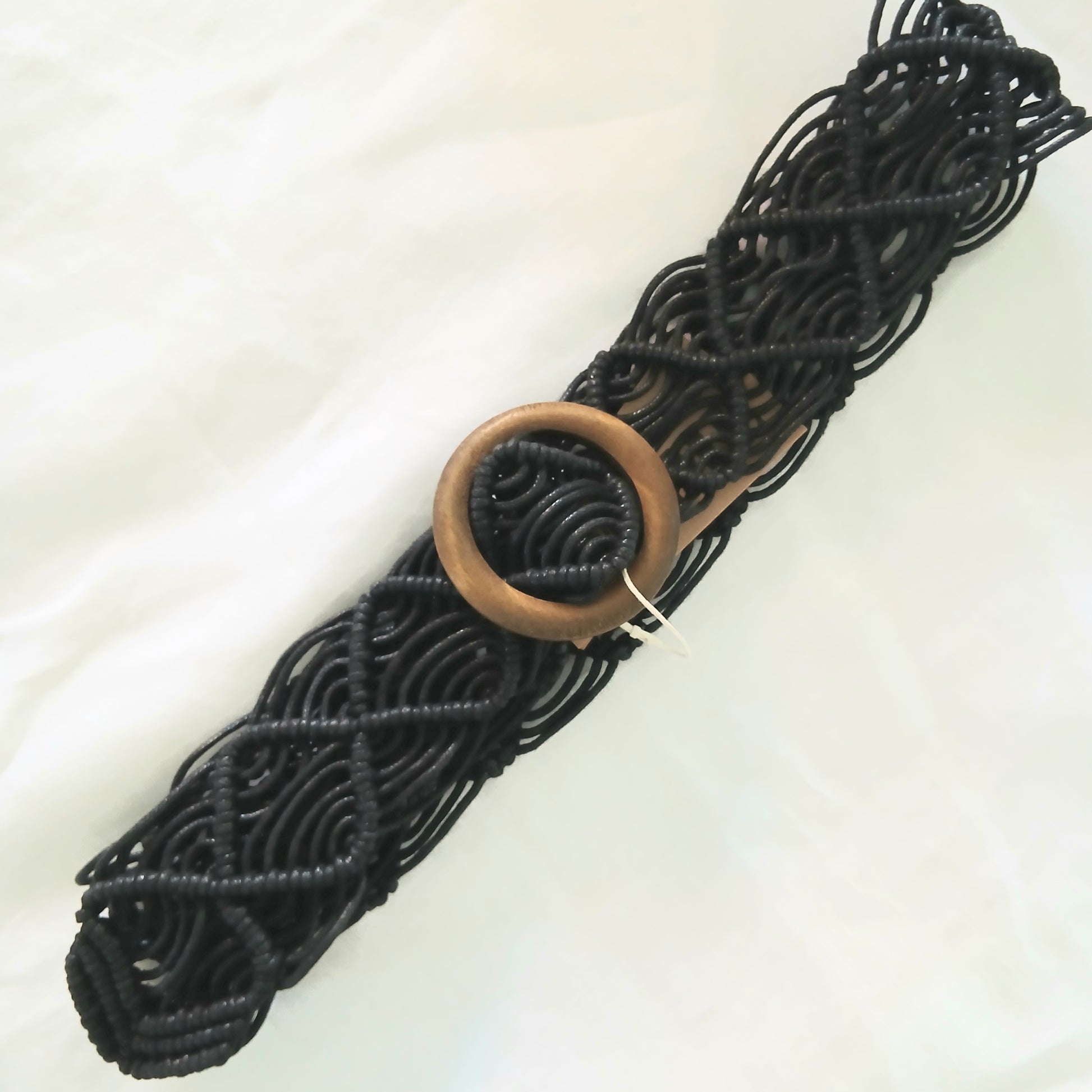 Macrame Belt with Wooden Buckle - 61912