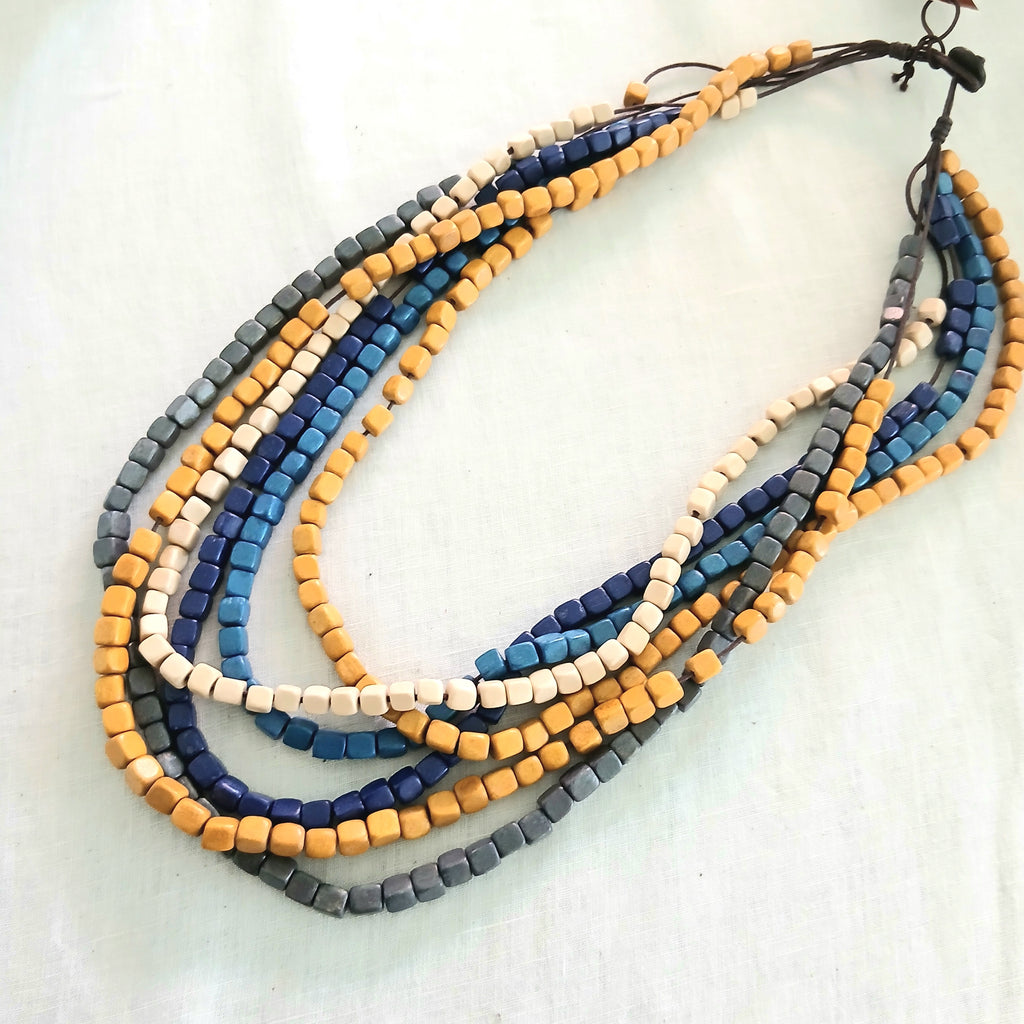 Chunky-Layered Wooden Beaded Necklace N6-3645