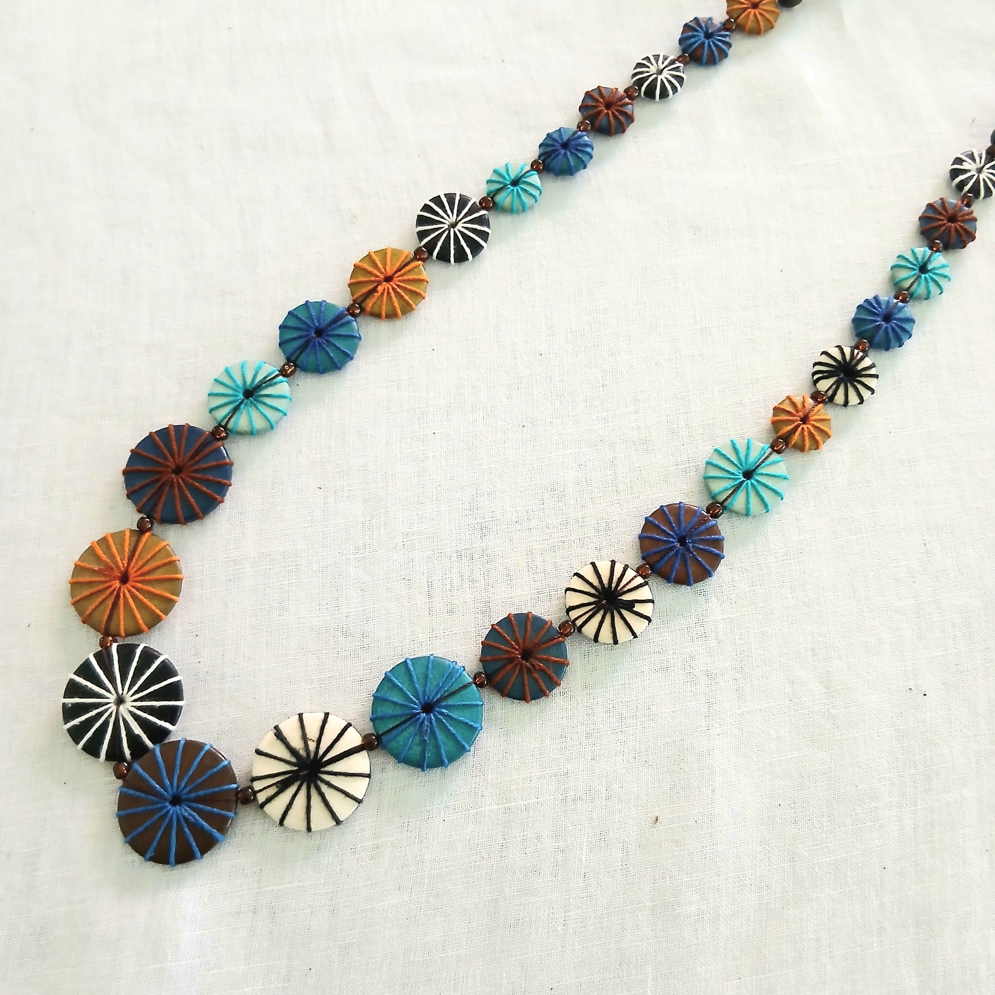 Classic Embroidered Wooden Bead Necklace N6-3189TMY