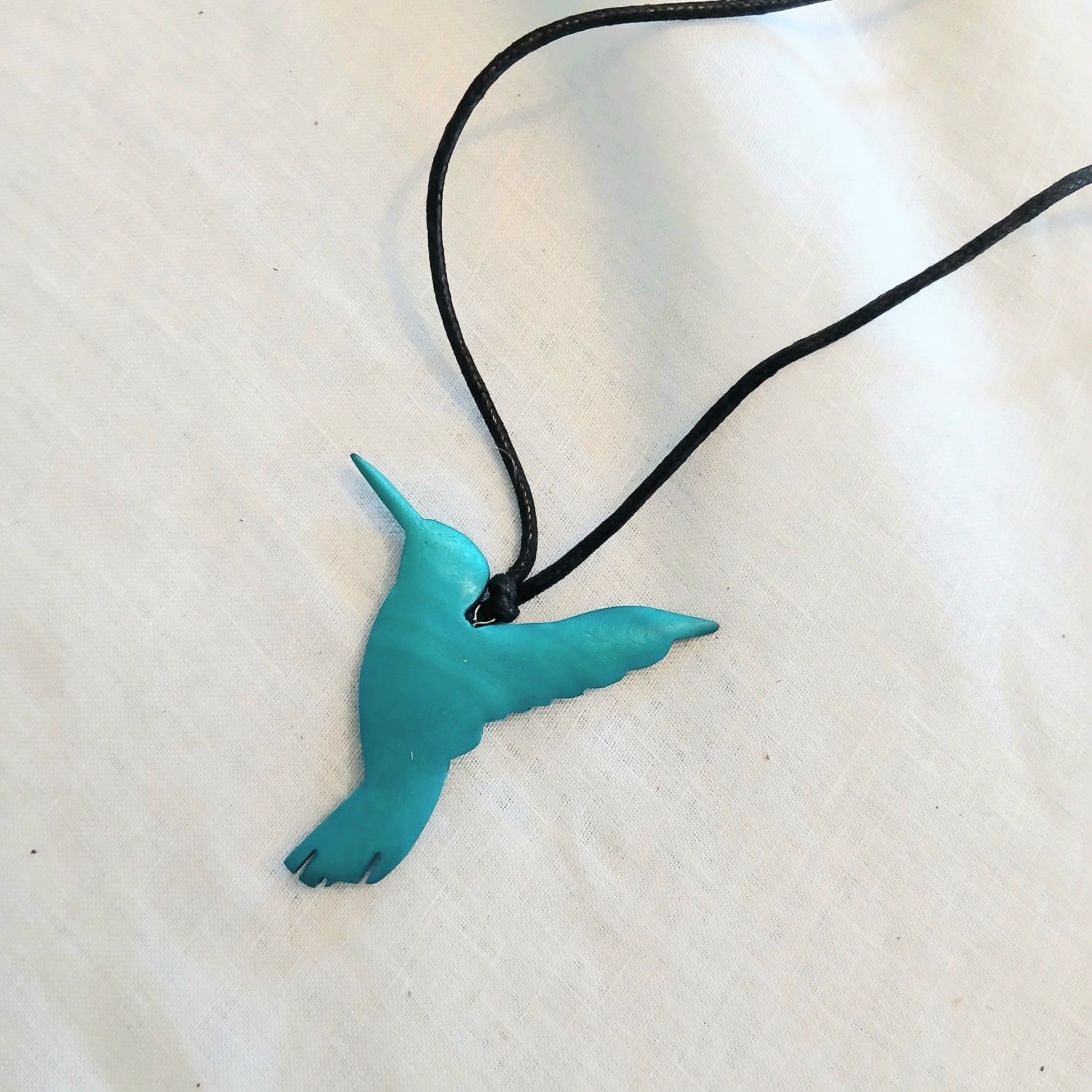 Hummingbird Wooden Pendant Necklace N6-6170