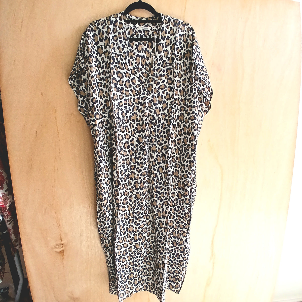 Oversized Viscose Dress with Pockets 66982 Leopard