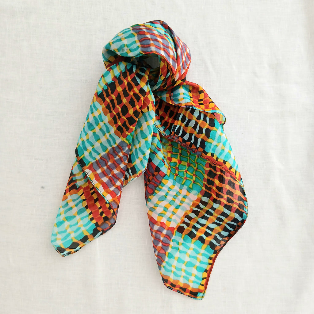 Pure Silk Scarf Lines and Squares Design Necktie TS-1146-S