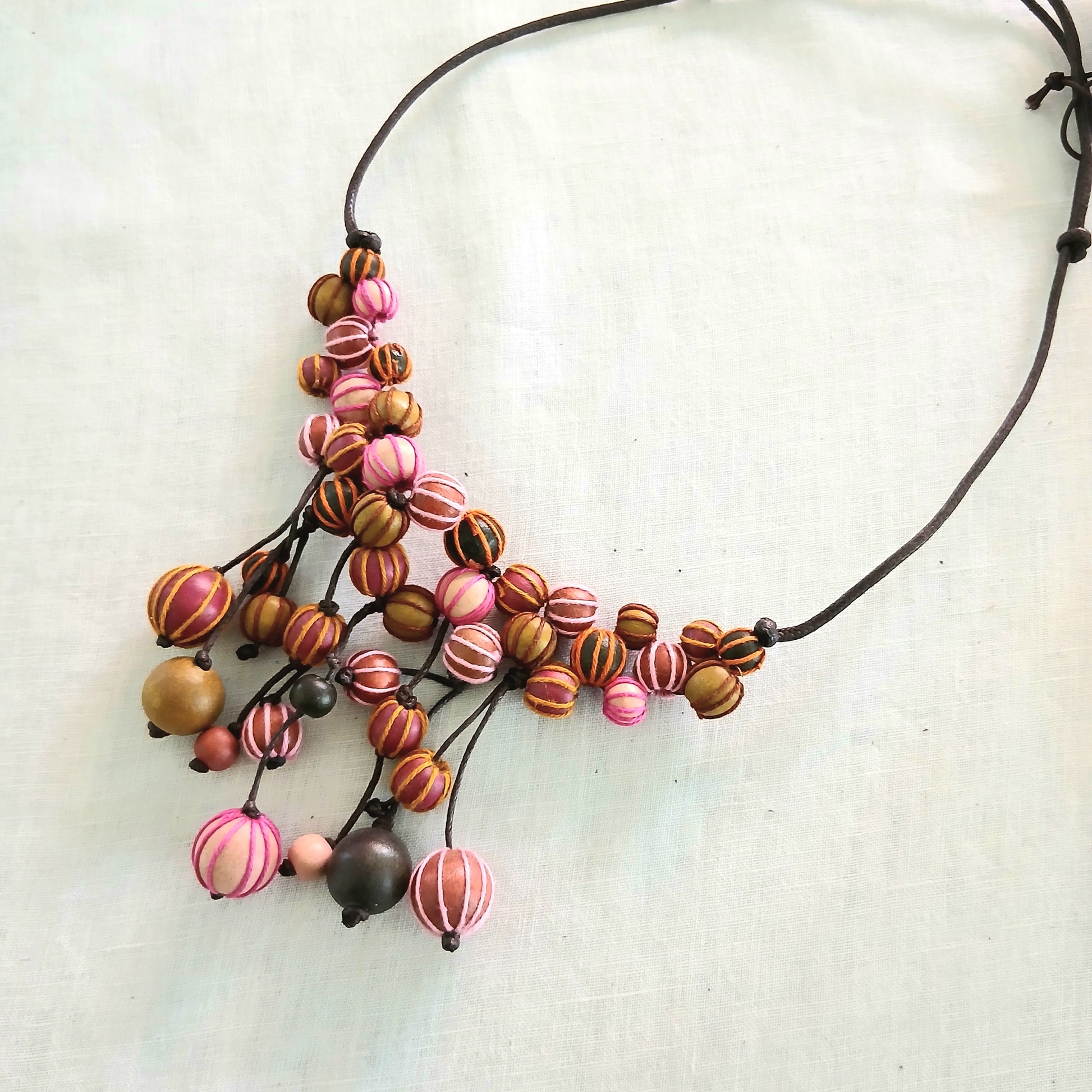 Dangling Embroidered Beaded Necklace N7-339AME