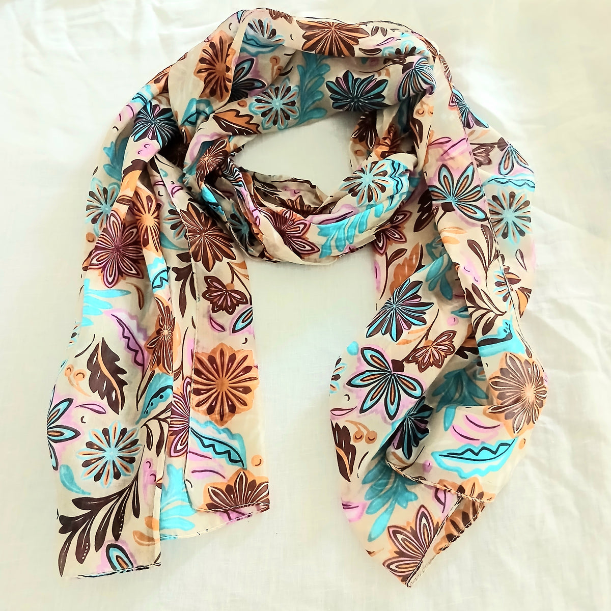 Graphic Floral Pure Silk Scarf PS 1165/L COL 2