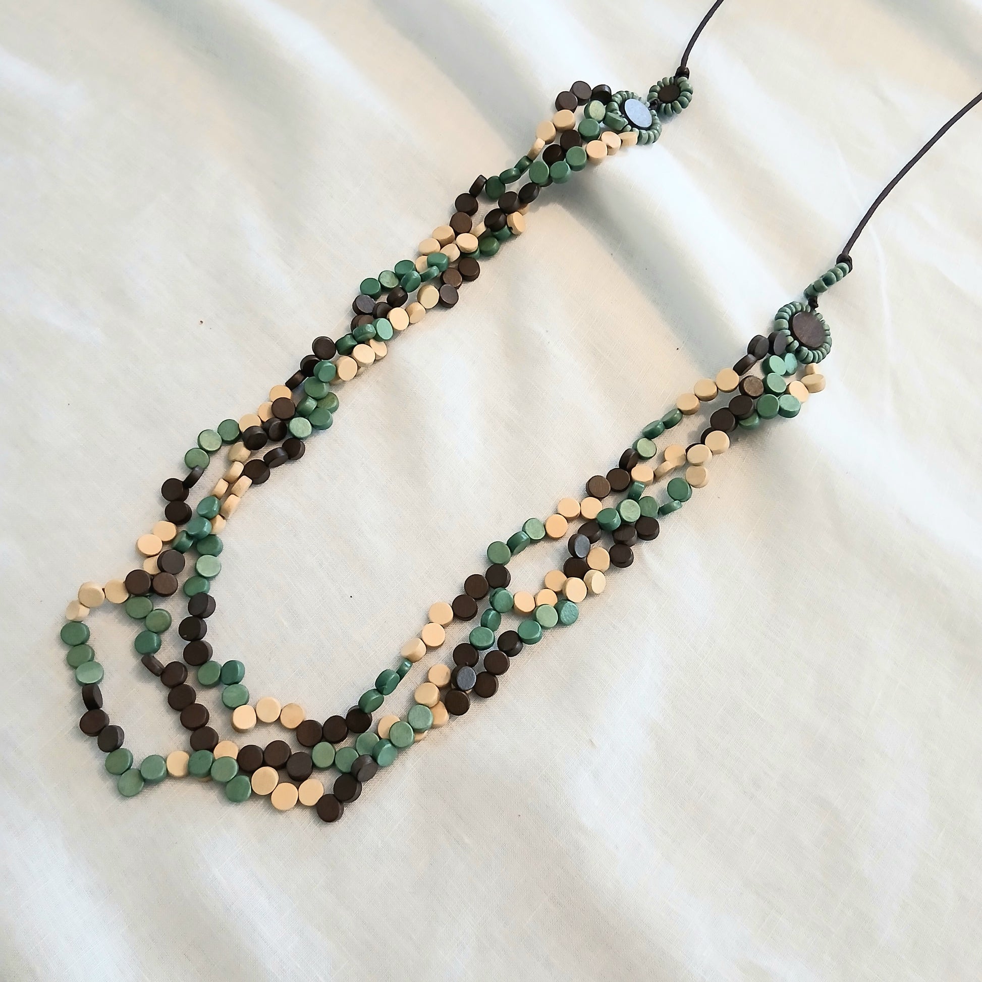 Earthy 3-Layered Multicoloured Wooden Bead Necklace N7-714AFM