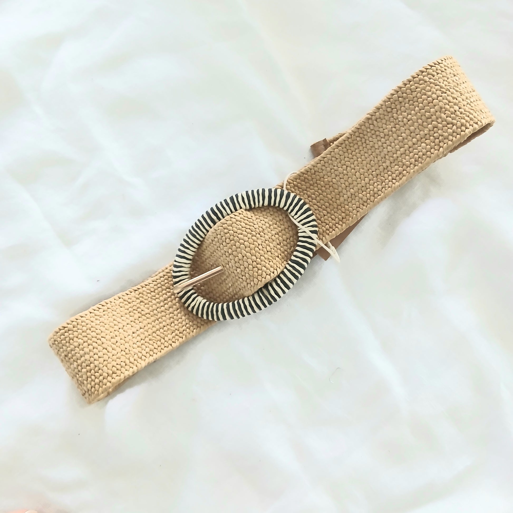 Elastic Belt with Oval Ribbed Buckle - 65501