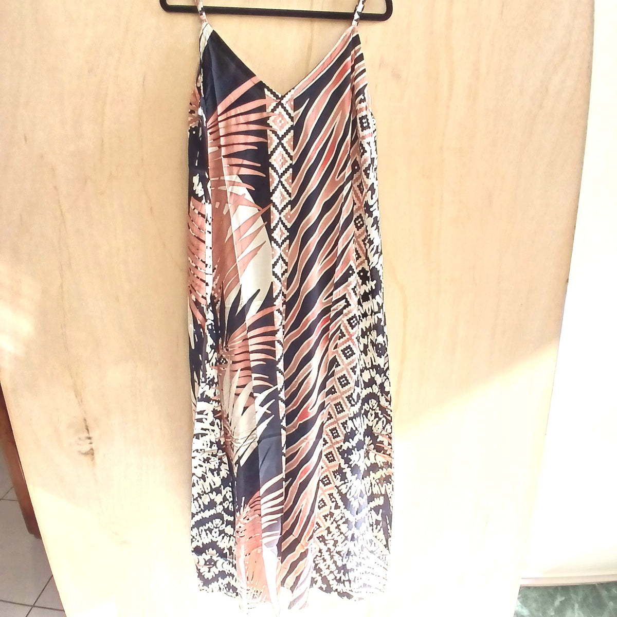 Printed Viscose Long Strapped Dress 66970