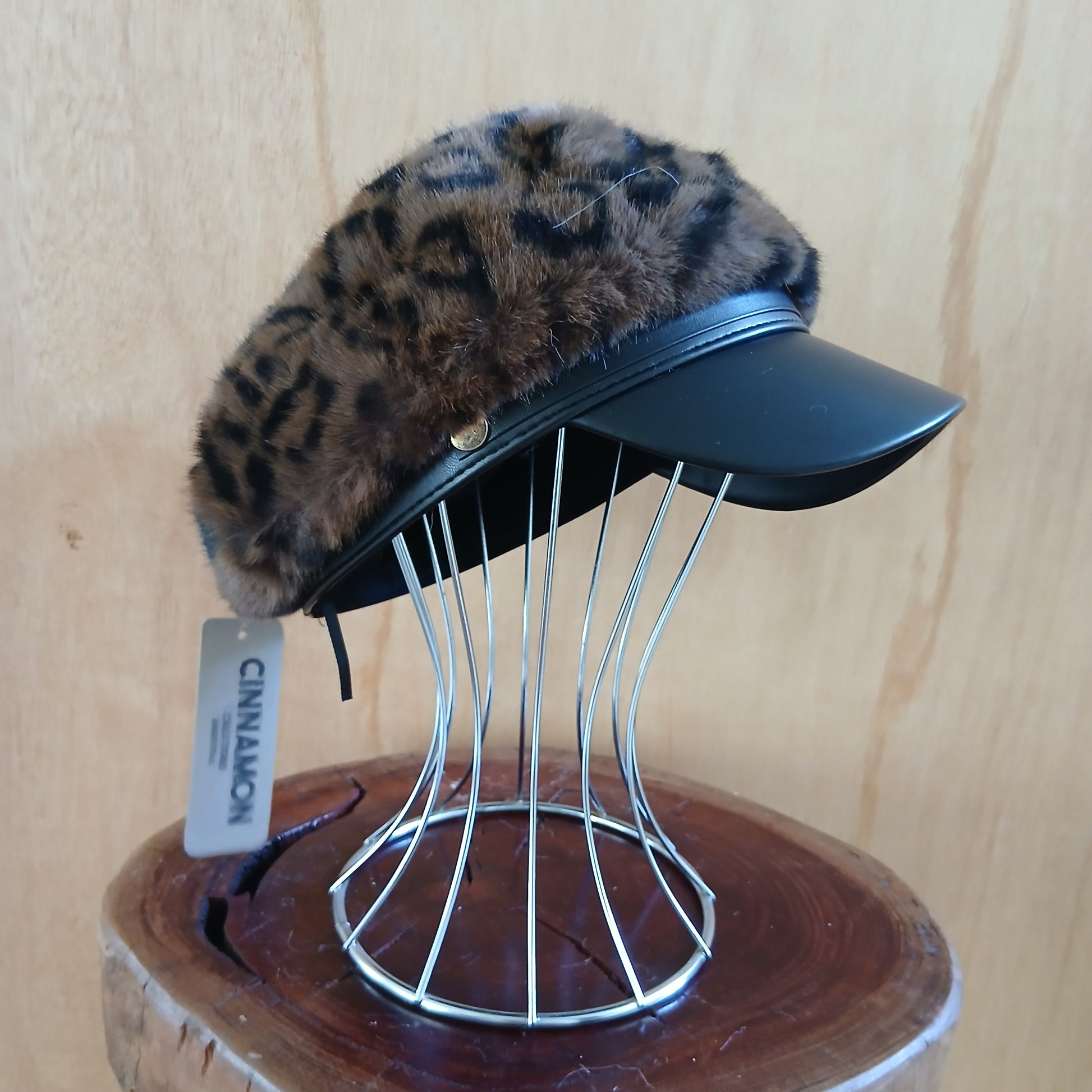 Pre-Order Faux Fur Leopard Cap Classic 7526