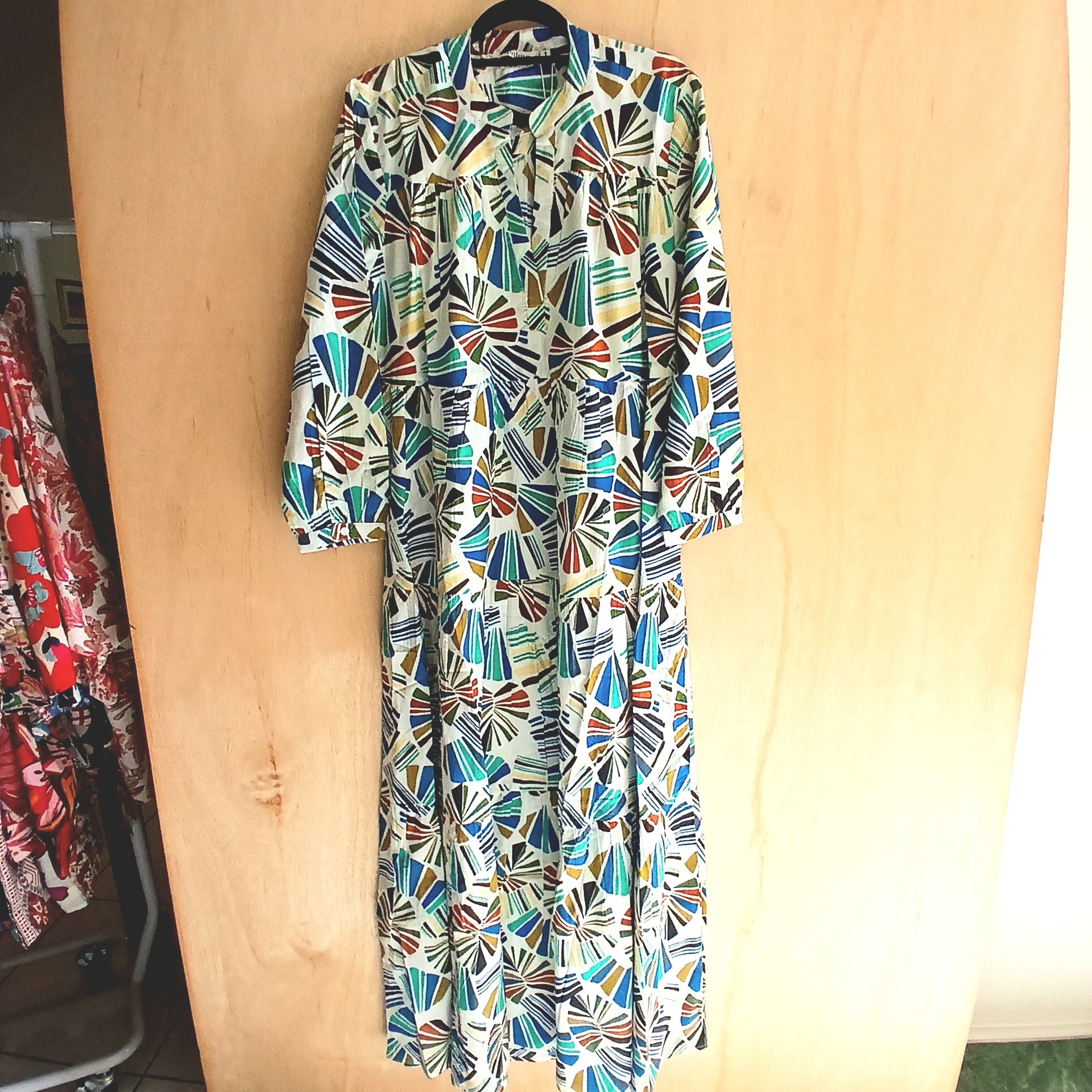 PRE-ORDER Pleated Cotton Printed Dress 67148