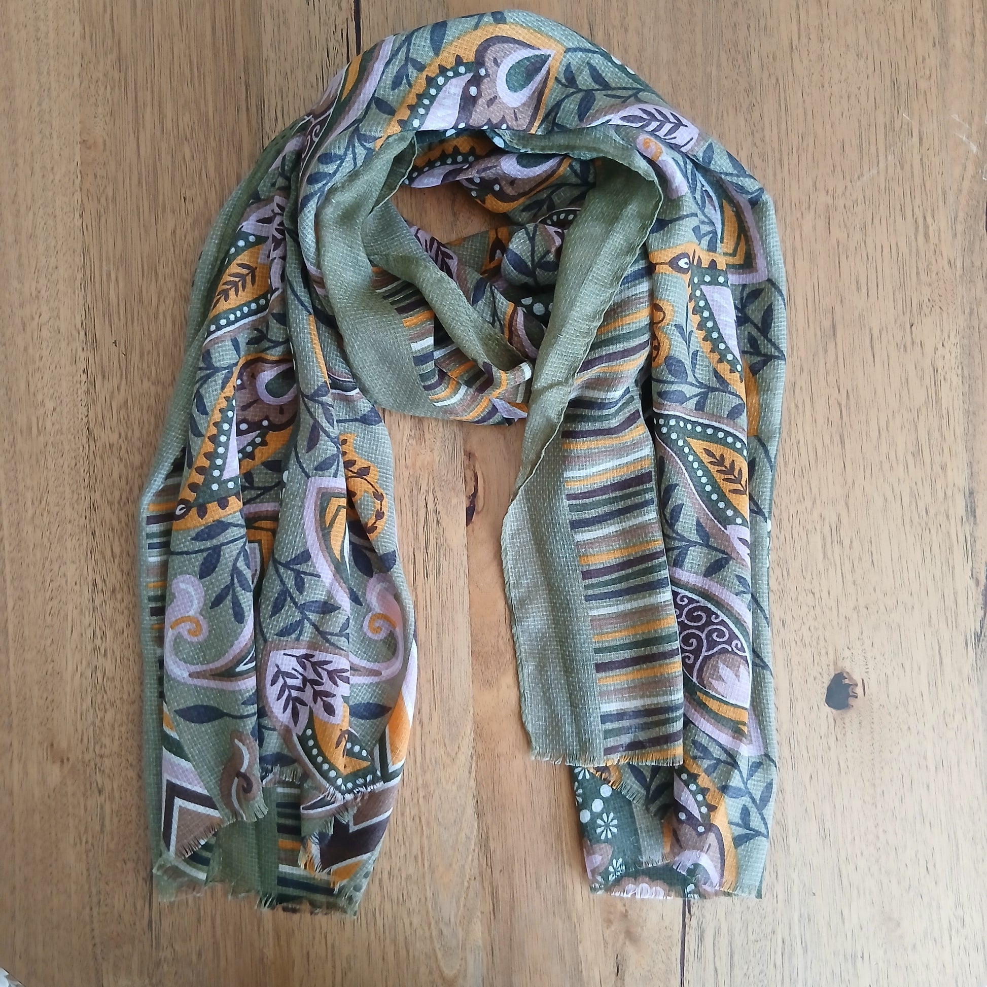 Oriental and Geometric Patterned Scarf - 332350