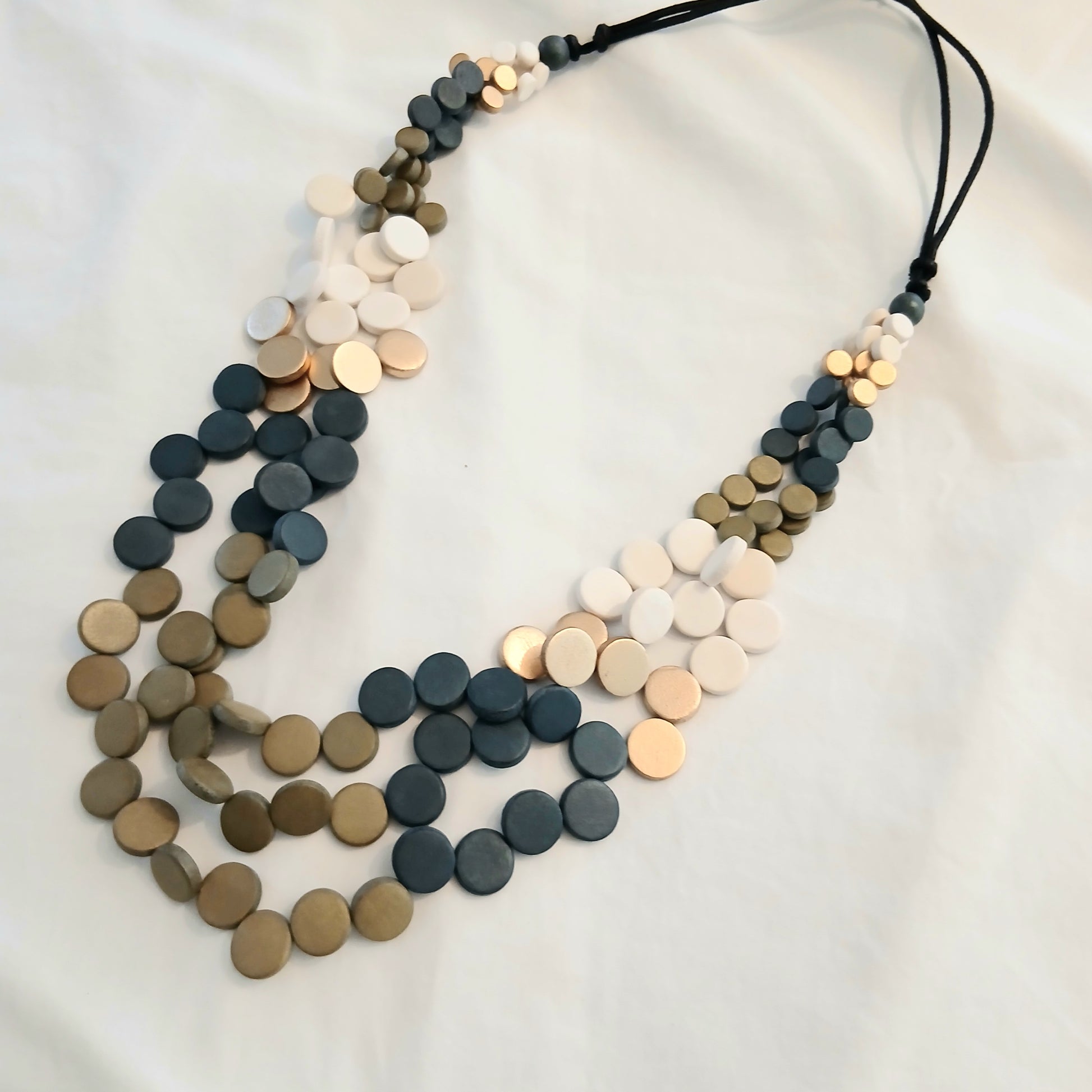 PRE-ORDER Layered Circles Wooden Beaded Necklace N7-1615