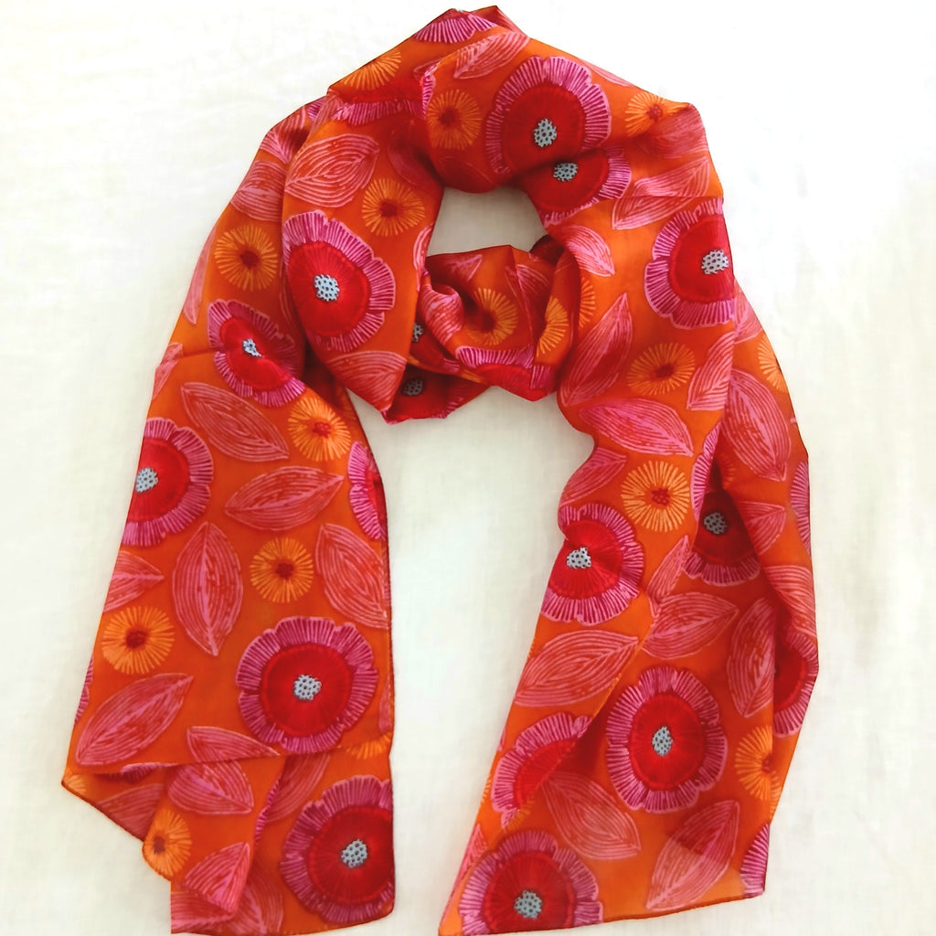 Silk Scarf - Orange and Red WS-1067/L