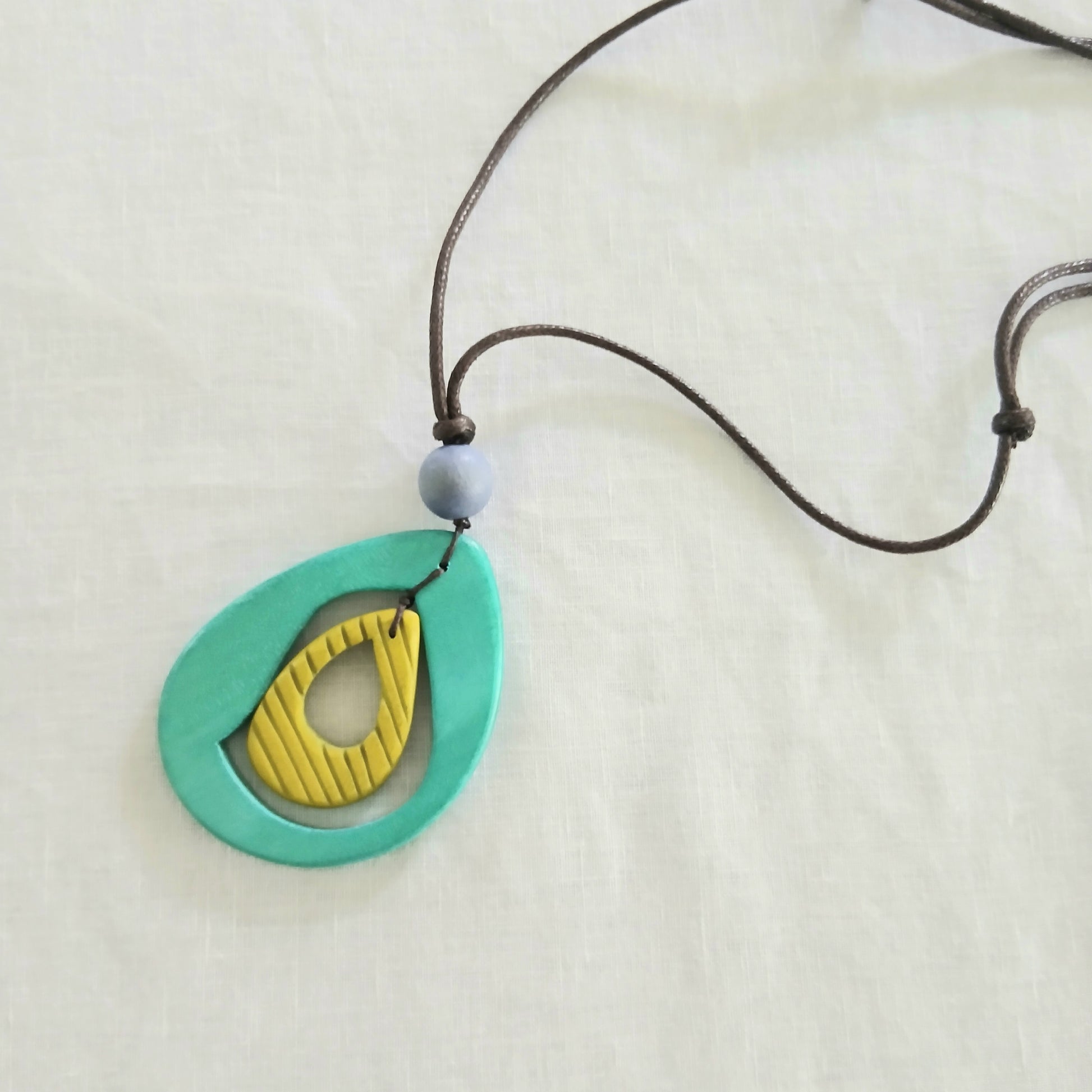 PRE-ORDER Teardrop in Teardrop Shape Wooden Beaded Necklace N7-1397