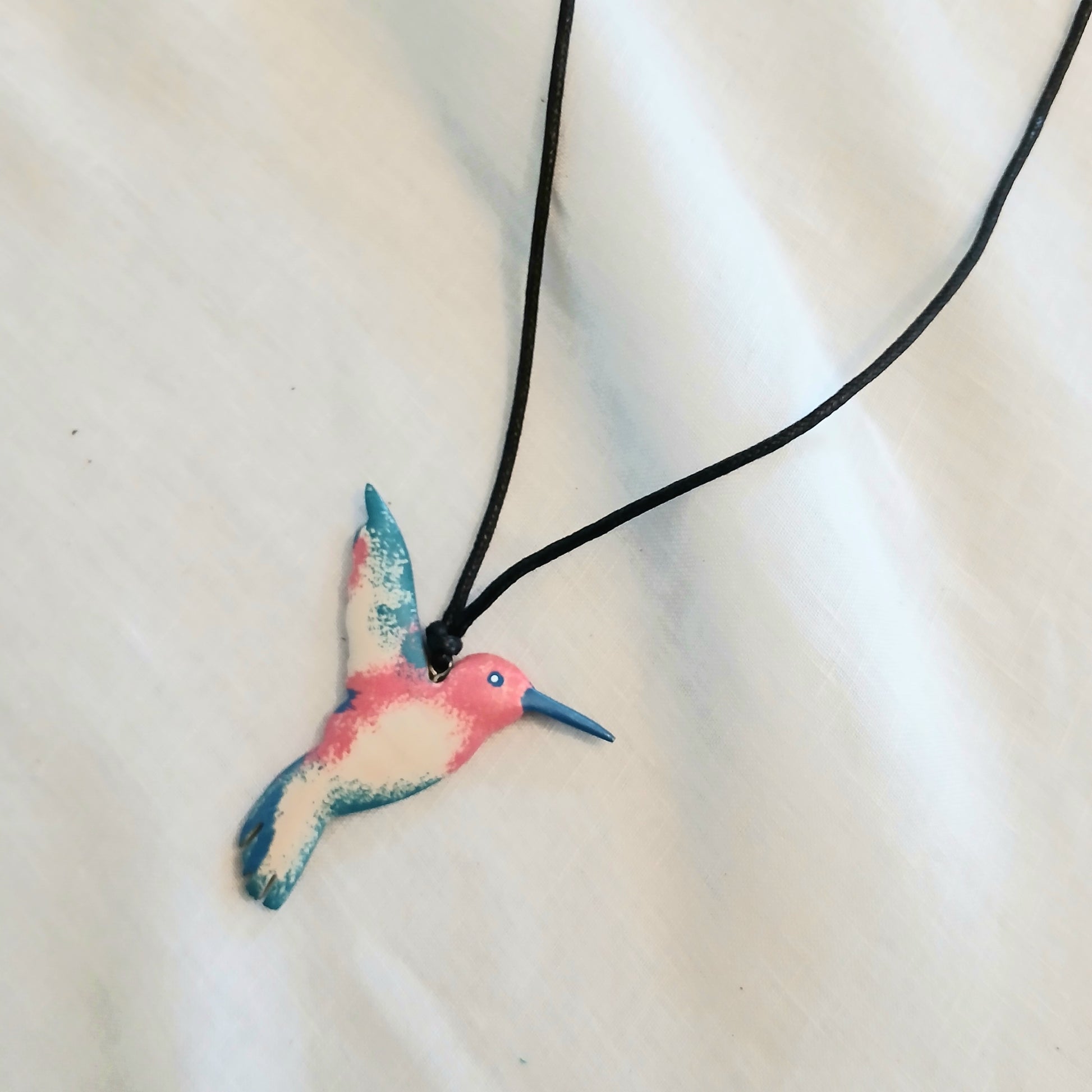 Hummingbird Wooden Pendant Necklace N6-6170