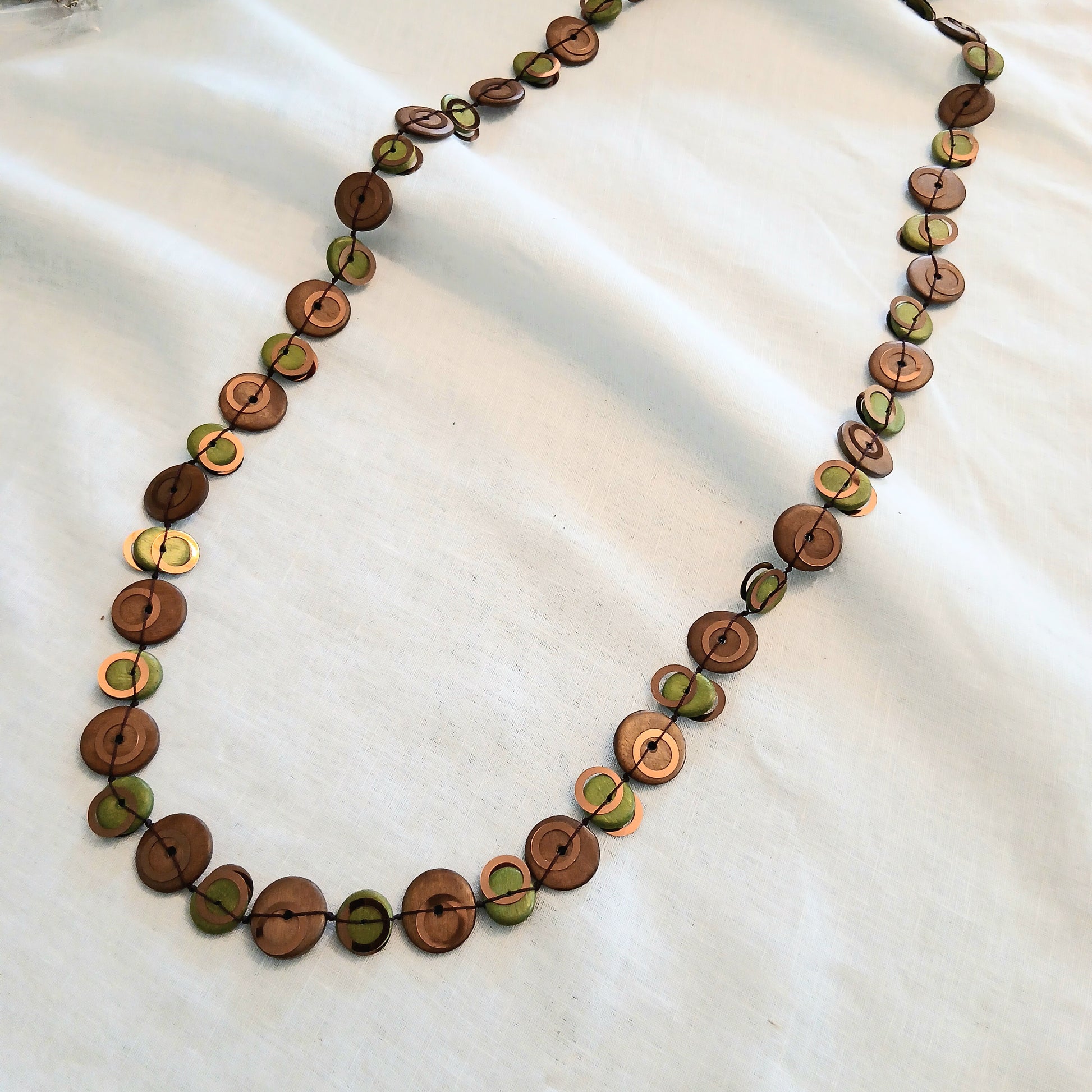 Circles in Circles Wooden Beaded Necklace N7-482