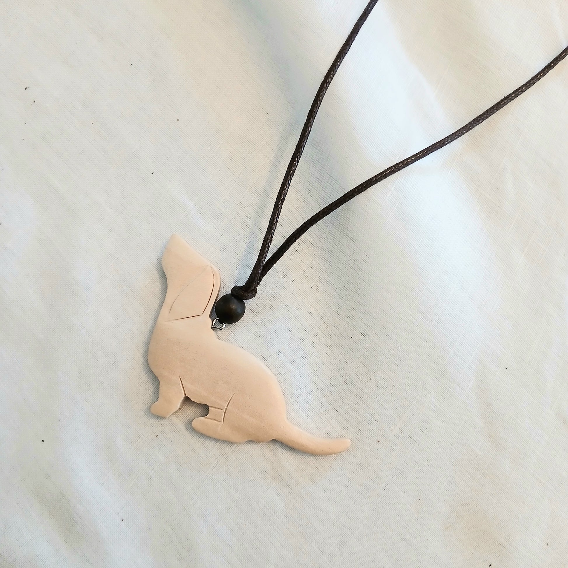 Little Dog Wooden Pendant Necklace N6-5748