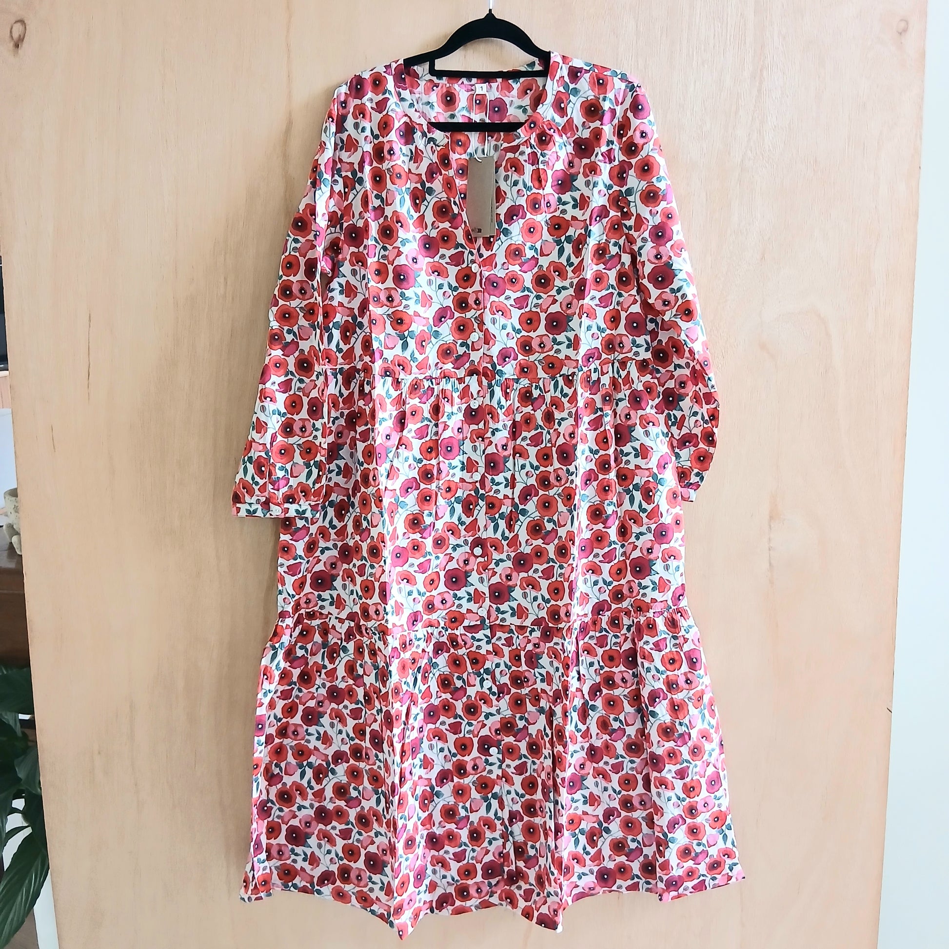 Cotton V-Neck Short Dress 66152 Poppy