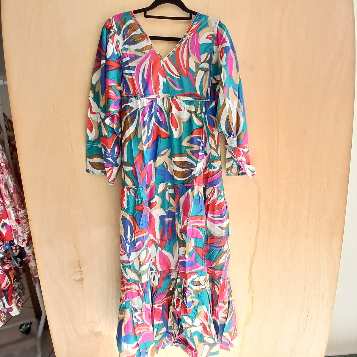 Long 3-Layered Cotton Dress 67033 Multi