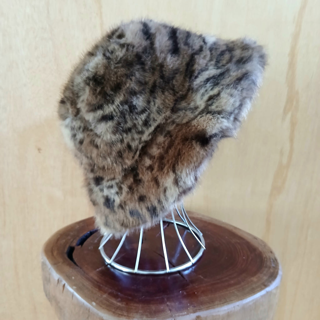 Fluffy Faux Fur Bucket Hat Leopard 7532