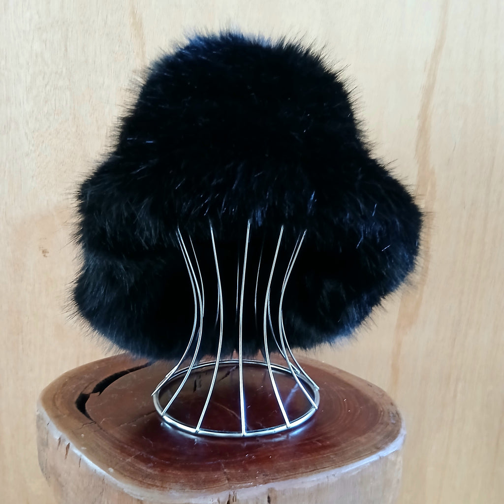 Extra Fluffy Faux Fur Bucket Hat Plain 7549