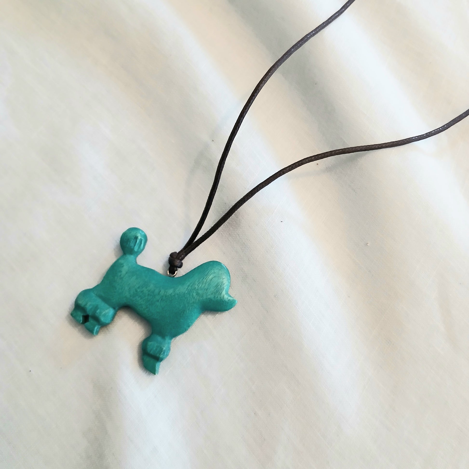 Little Poodle Wooden Pendant Necklace N6-464