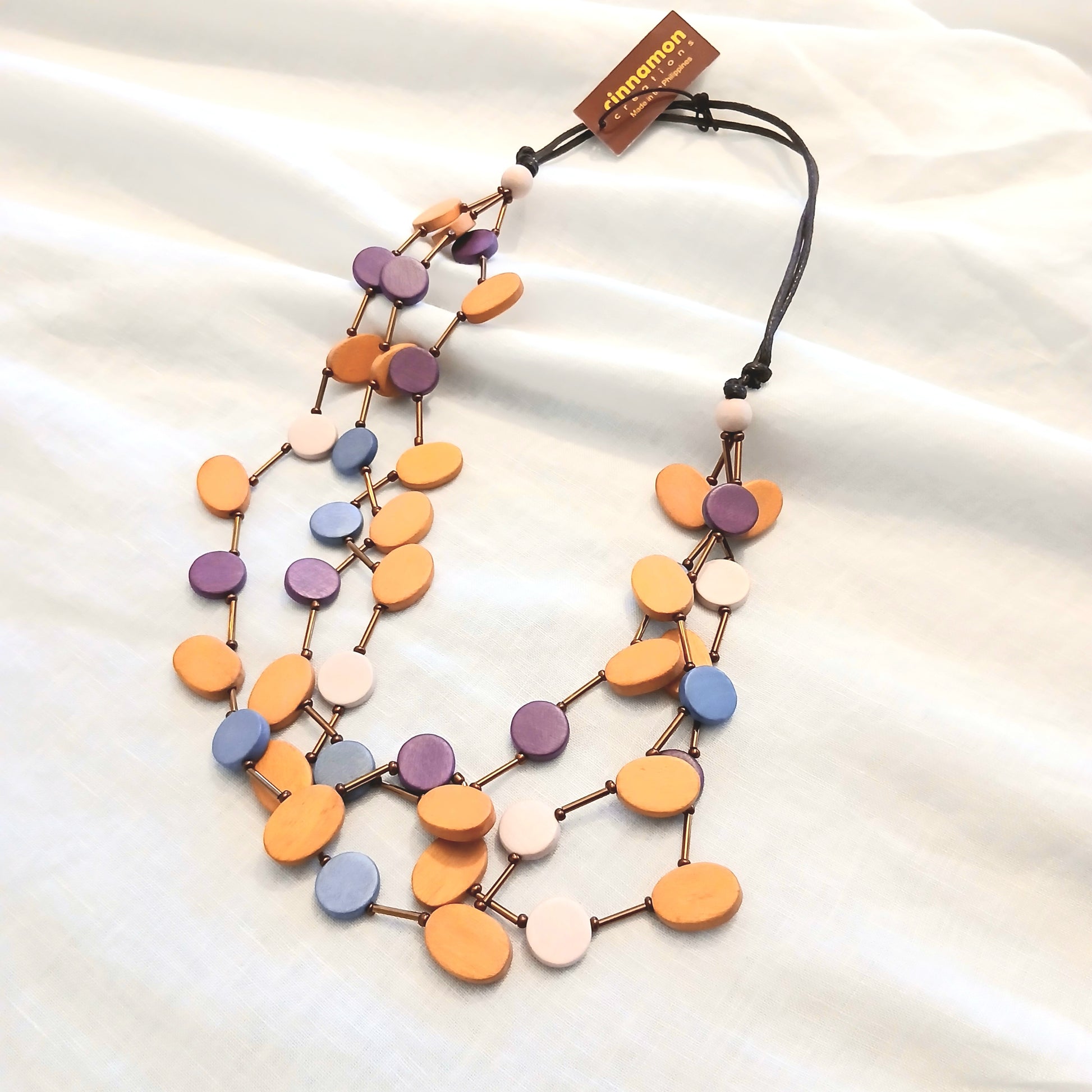 PRE-ORDER Whimsical Wooden Beaded Necklace 3-Layered N7-1392GHJ