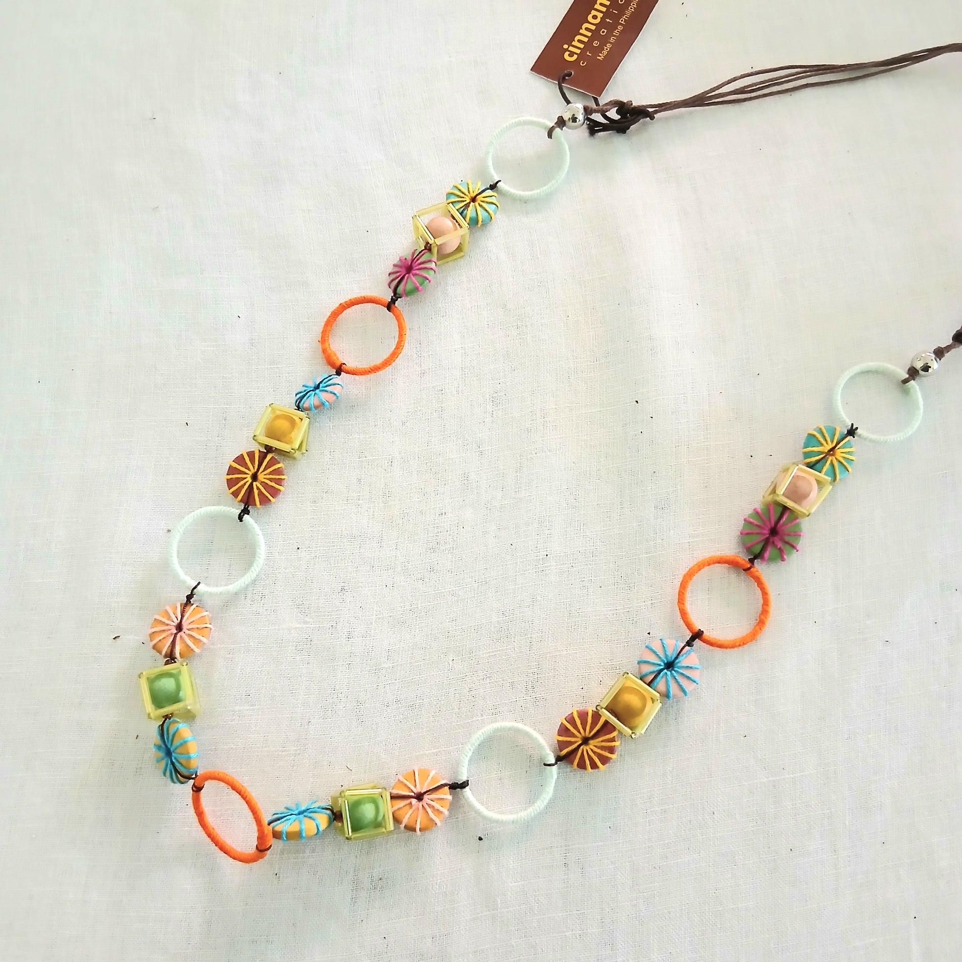 Orange, Green and Yellow Hues Necklace N14-297FHE