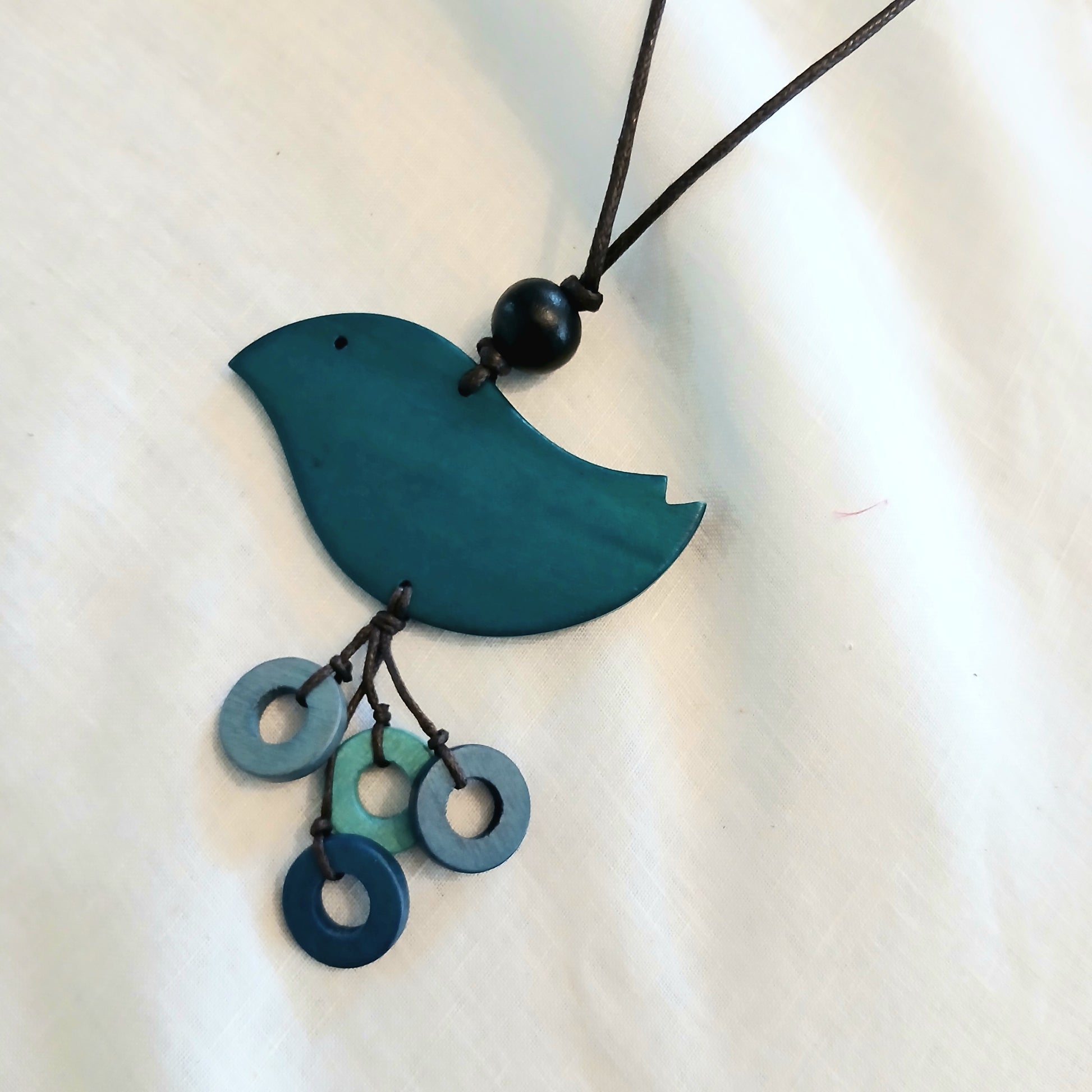 Wooden Bird with Rings Necklace N6-4106