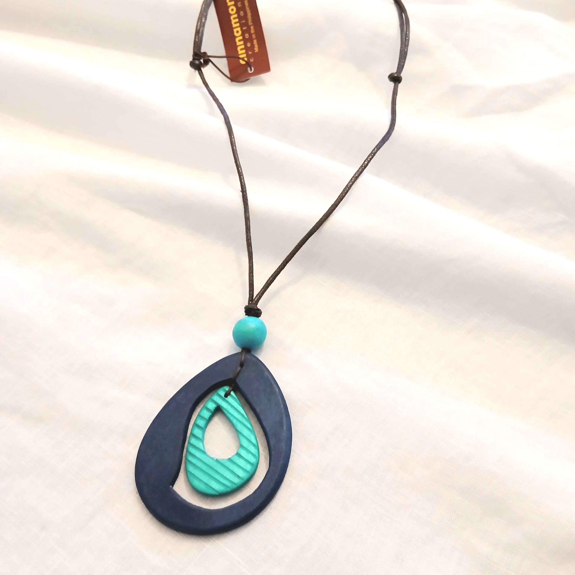 PRE-ORDER Teardrop in Teardrop Shape Wooden Beaded Necklace N7-1397CT