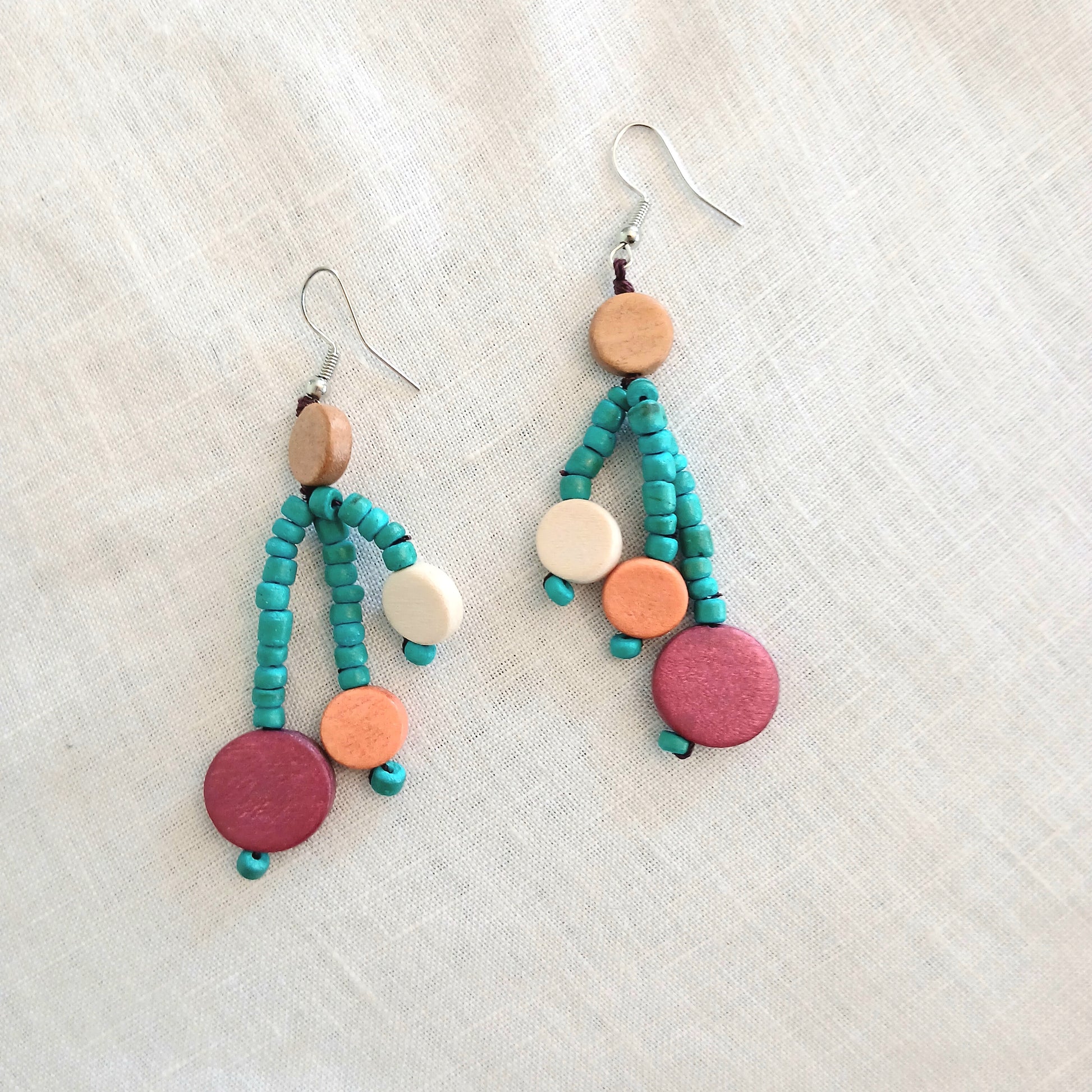 Dangling Wooden Beaded Earrings E6-5959
