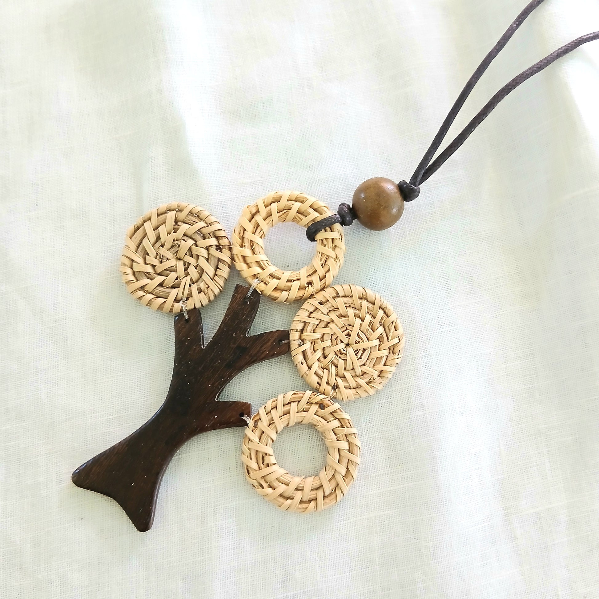 Rope Beaded Wooden Tree Necklace N14-1125MY