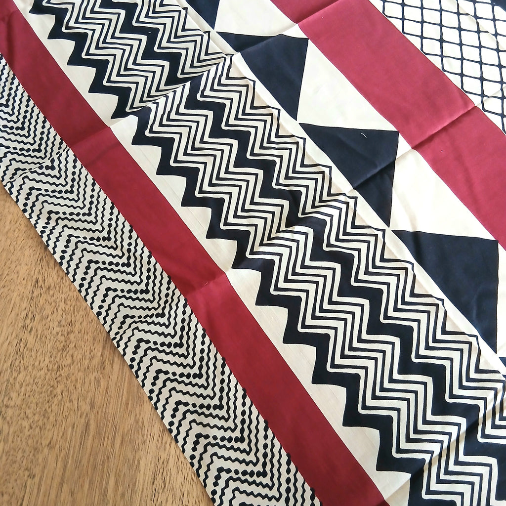 Block with Zig Zag Print Pure Cotton Scarf - 64735