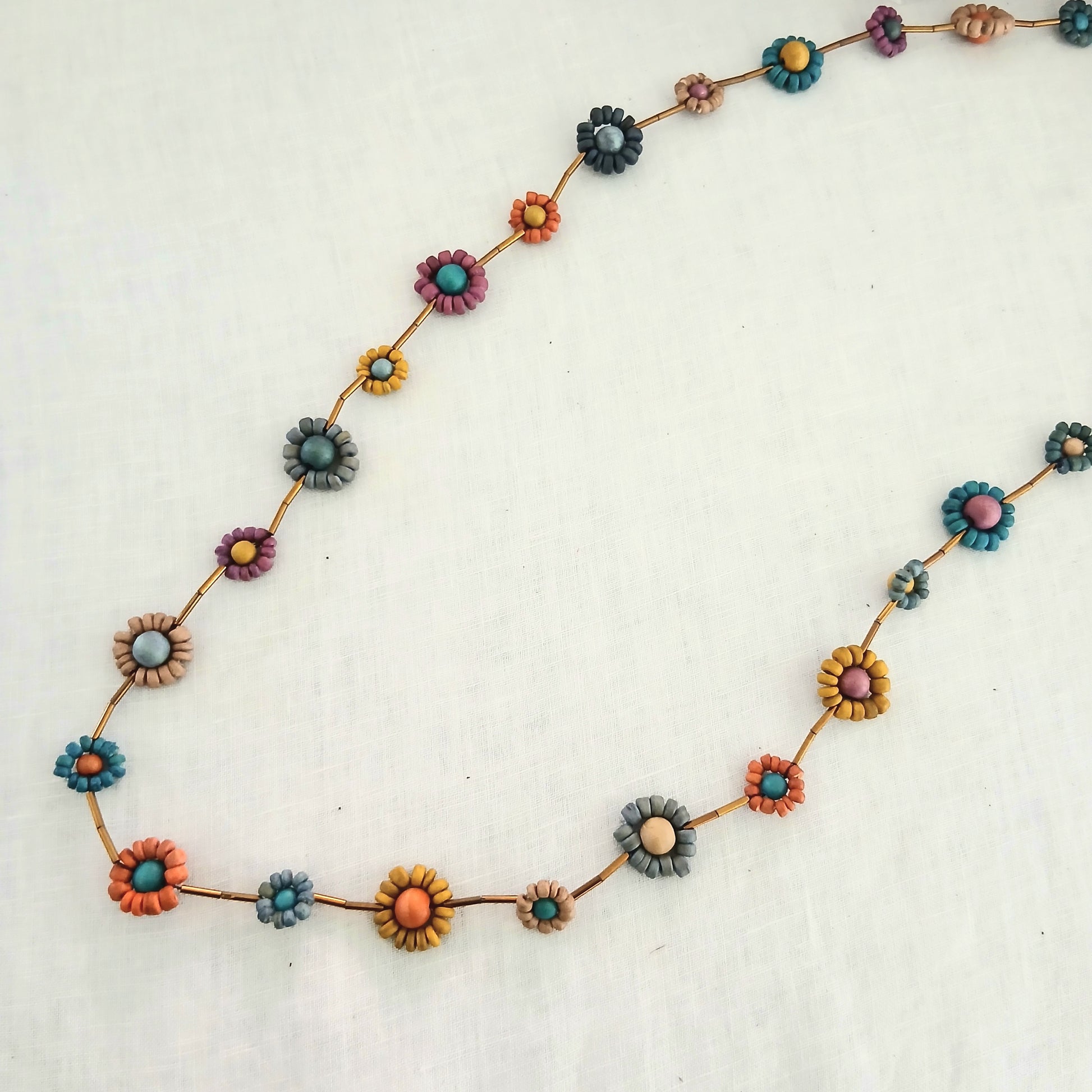 Flowers with Small Beads - Long Necklace N0-134CHE