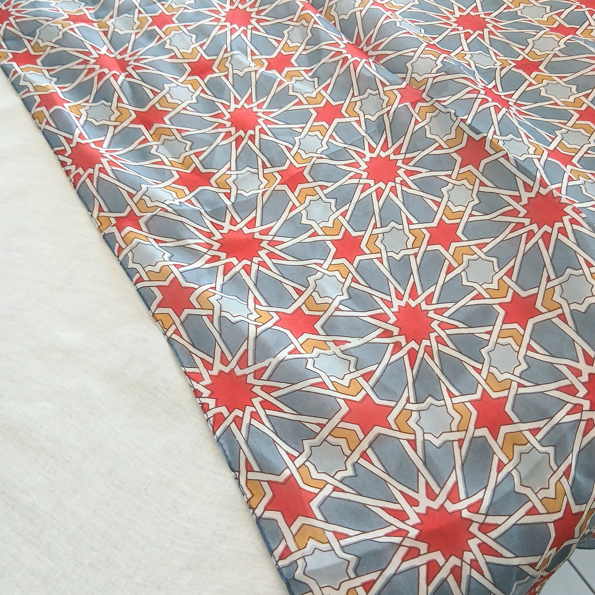 PRE-ORDER Pure Silk Scarf Geometrical Stars Design PS-1141