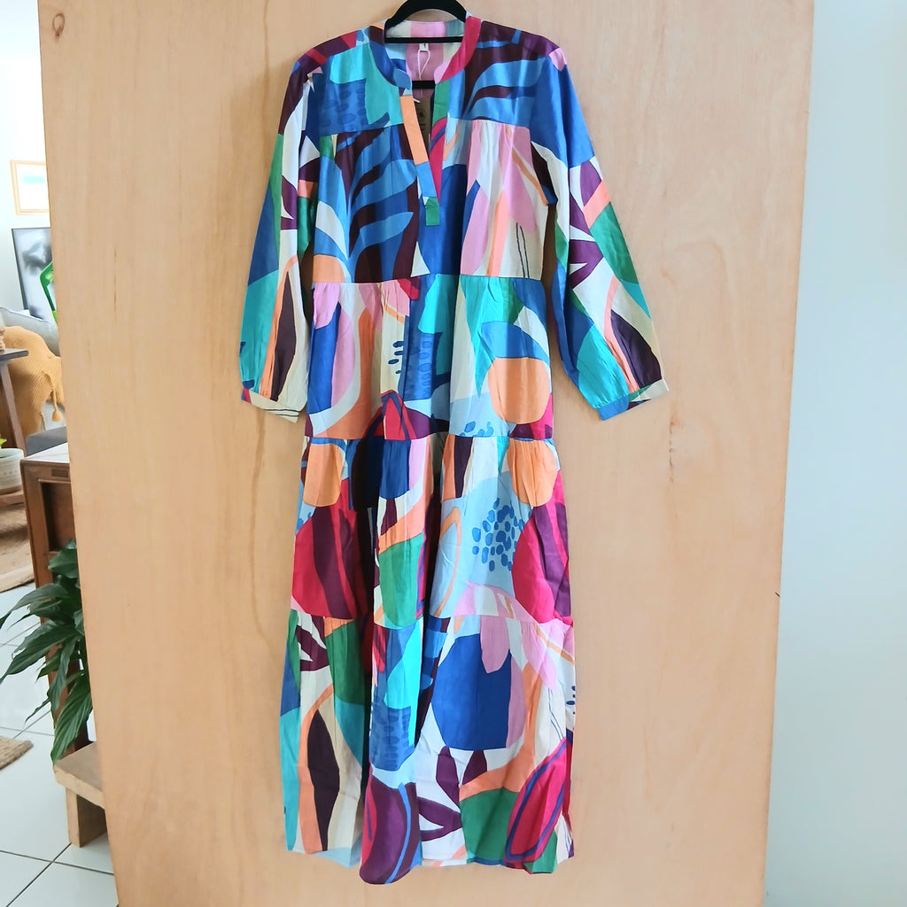 Pleated Cotton Printed Dress 67148