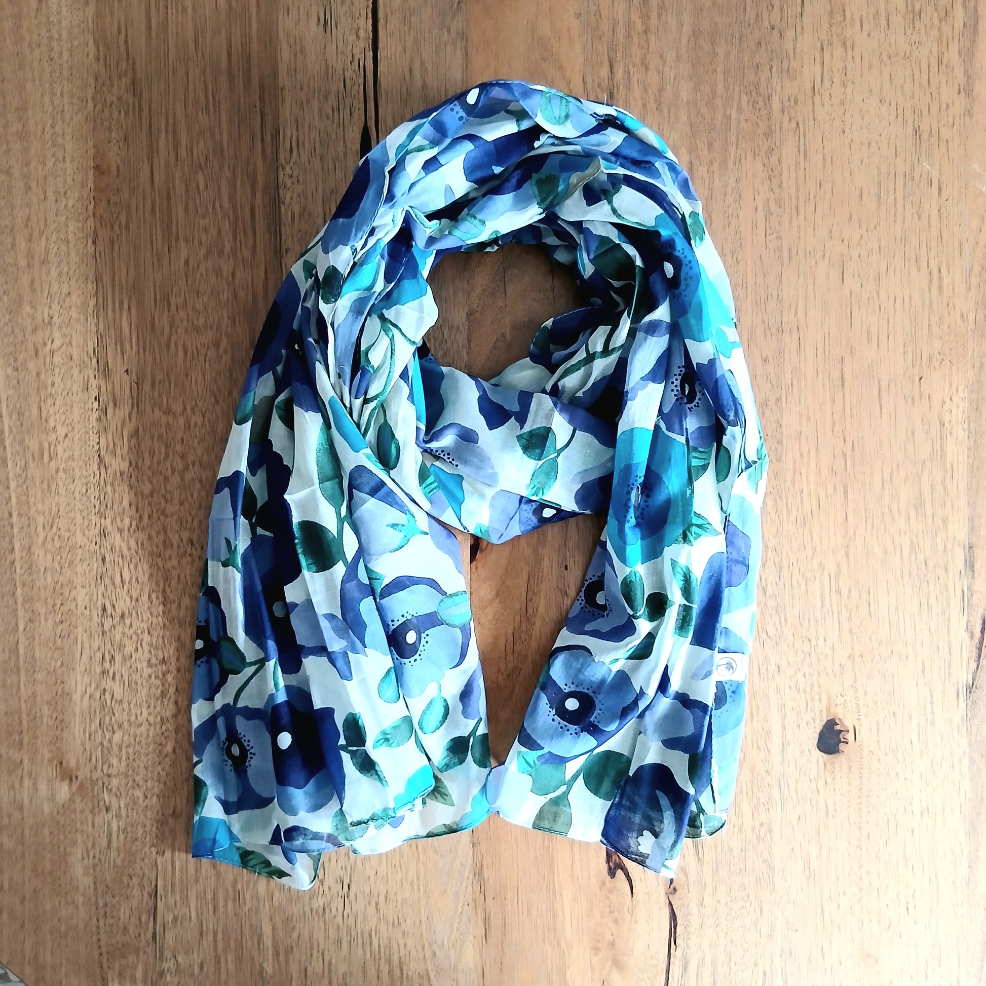 PRE-ORDER Leaves and Poppy Cotton Scarf 67128