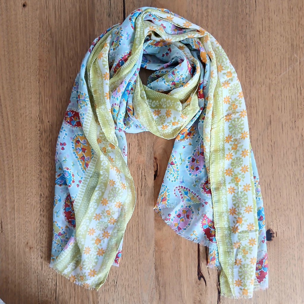 Mustard Viscose Paisley Cottage Print Scarf 332265
