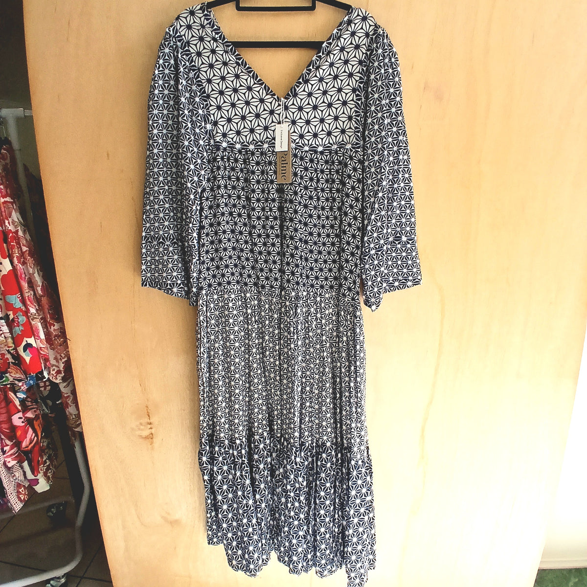 Large Sleeve Layered Viscose Dress 67130