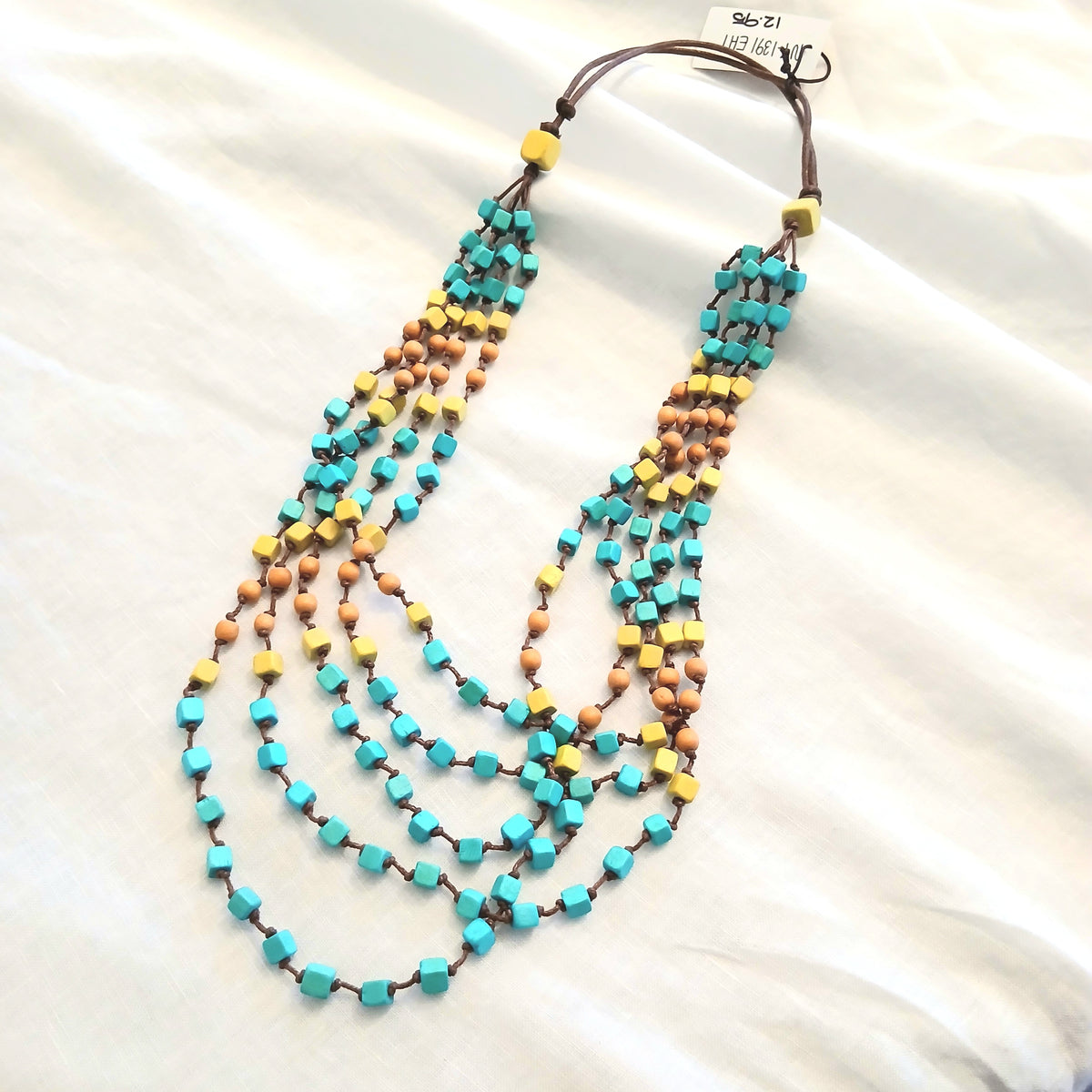 Multi-Layered Small Wooden Cube Beaded Necklace N7-1391EHT