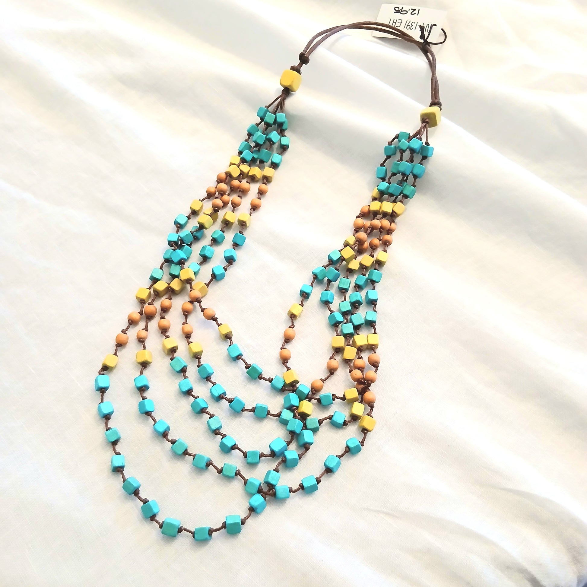 PRE-ORDER Multi-Layered Small Wooden Cube Beaded Necklace N7-1391EHT