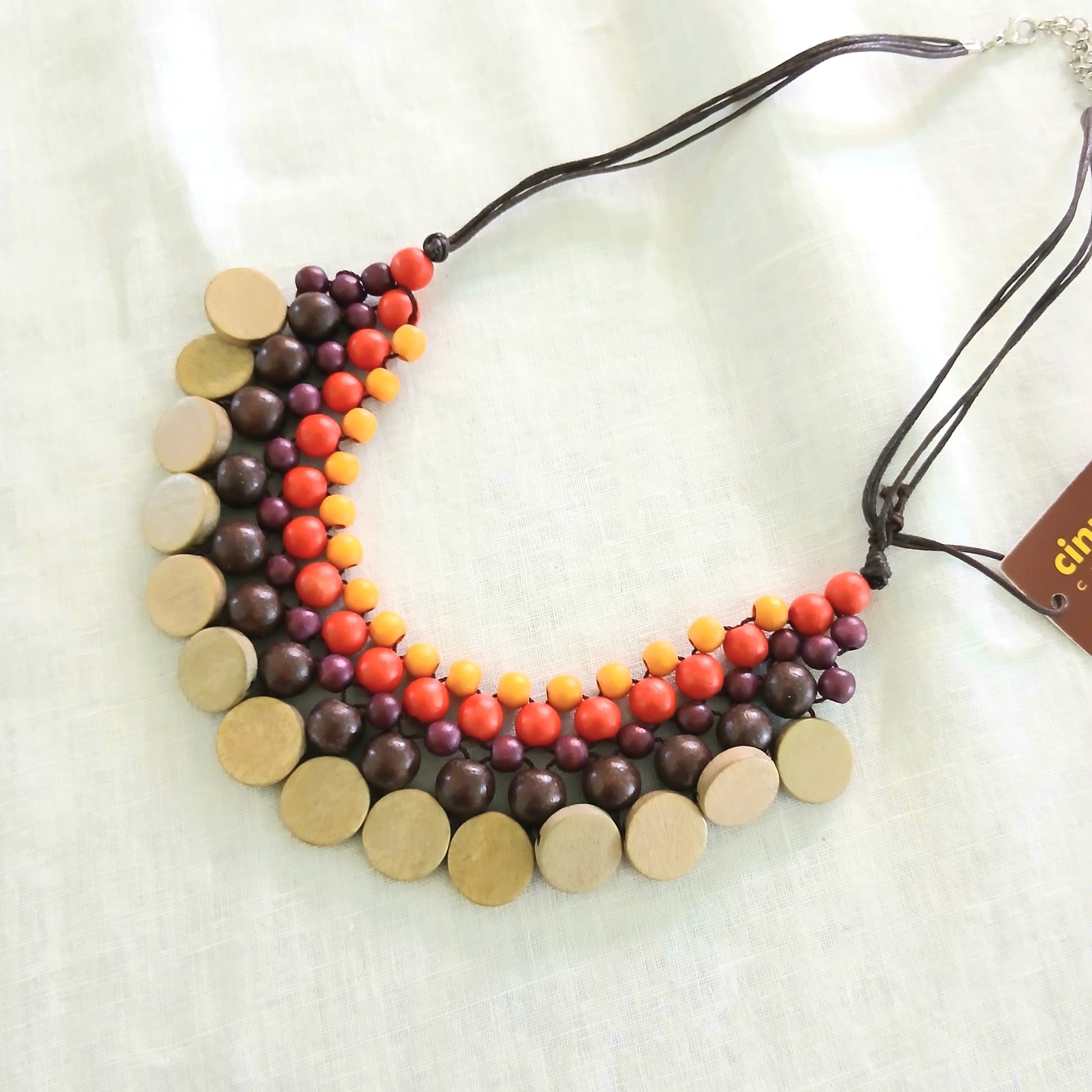 Tribal Inspired Wooden Beaded Necklace N6-4912
