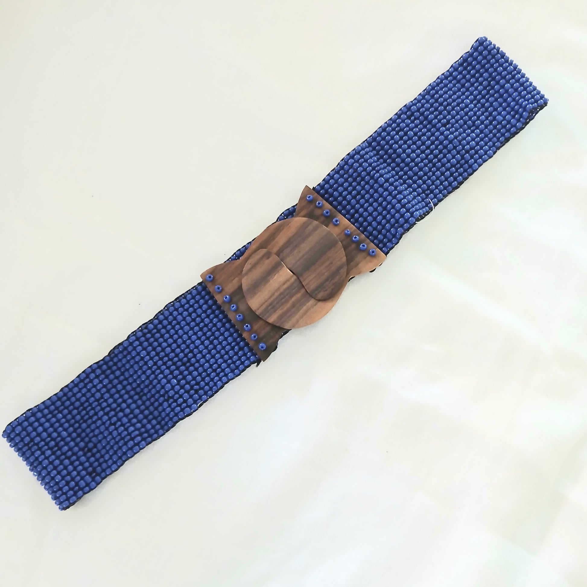 Plain Pearl Belt with Wooden Buckle - Waist Belt 36718
