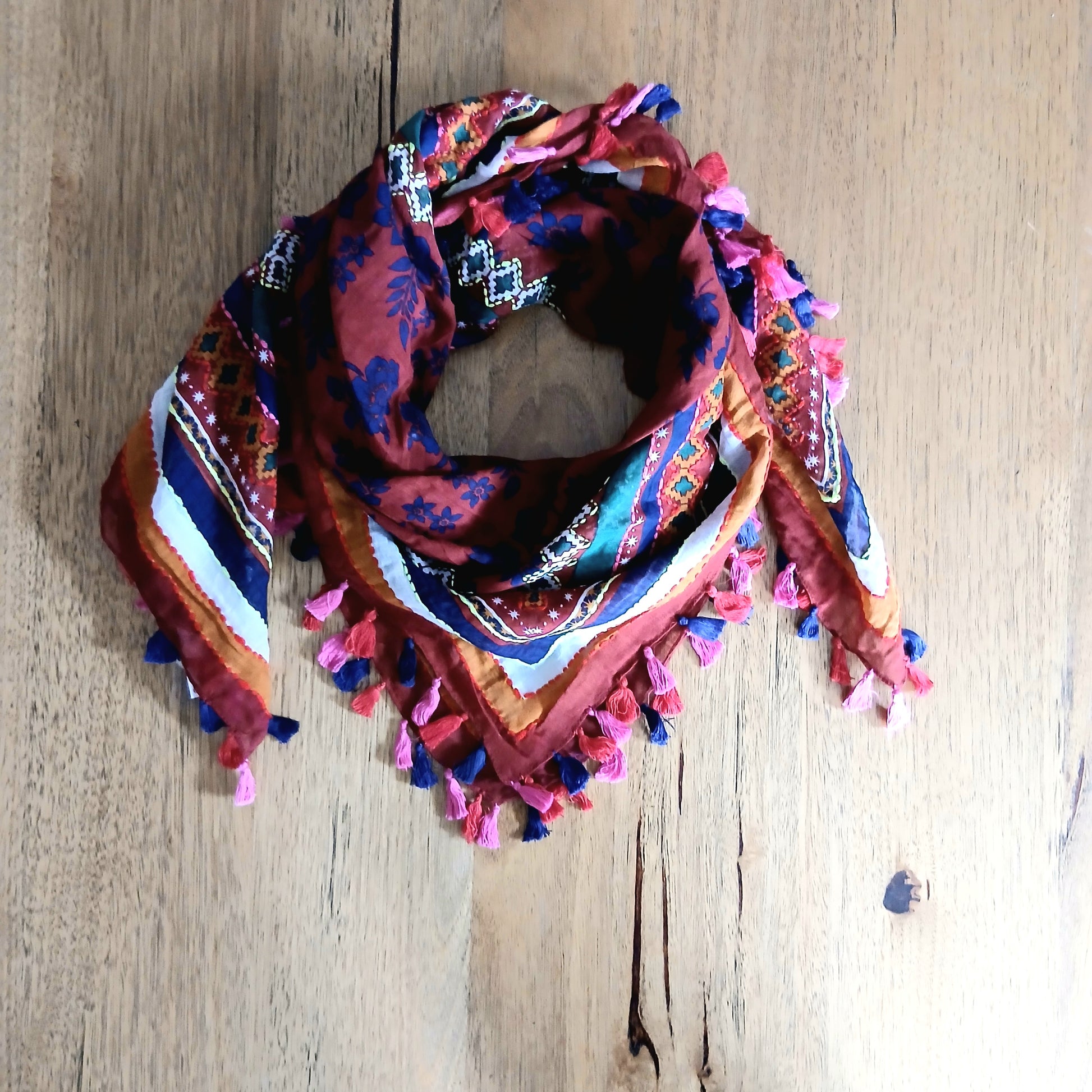 PRE-ORDER 2-Tone Cotton Embroidered Scarf 60532