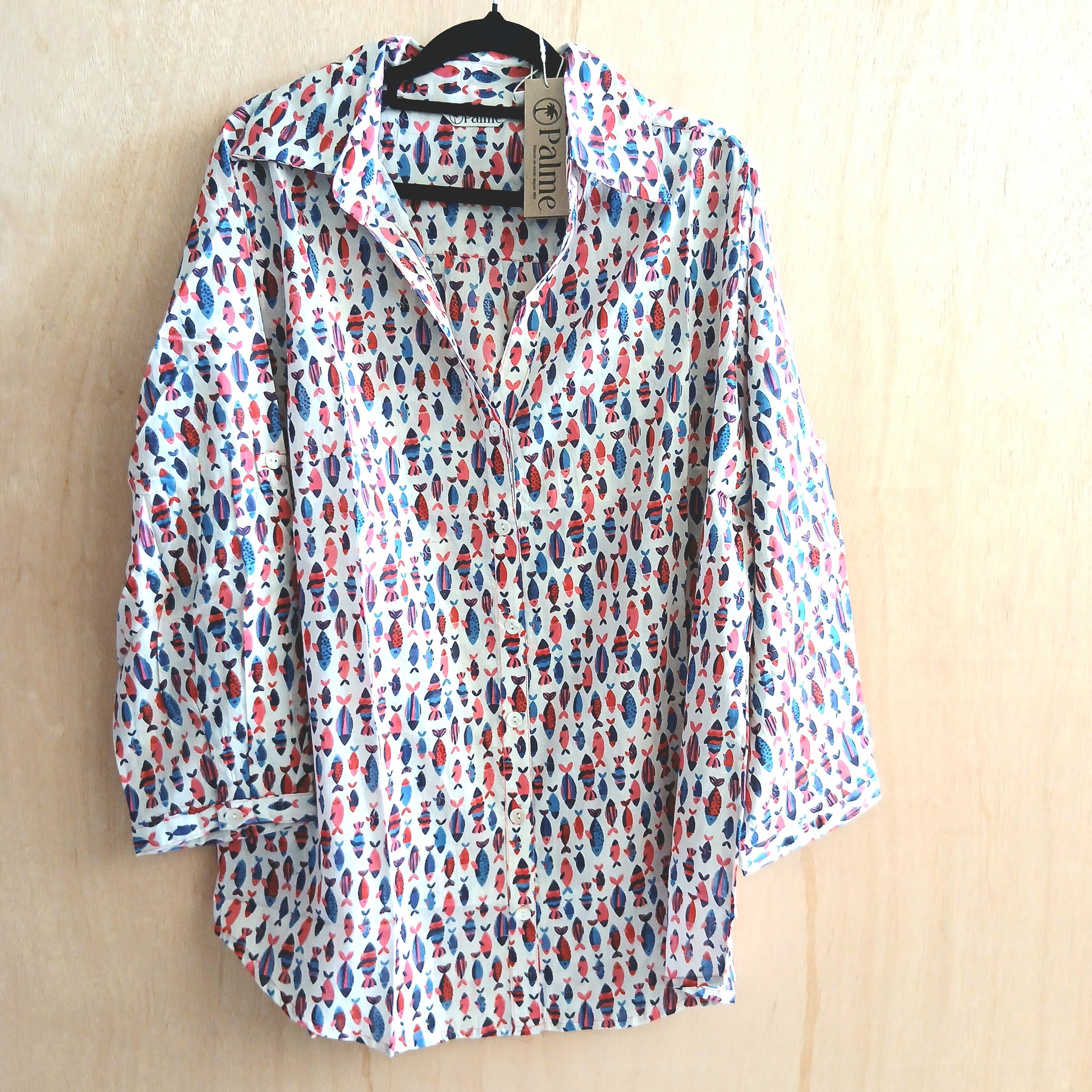 PRE-ORDER V Neck+3/4 Sleeves Cotton Shirt 67141