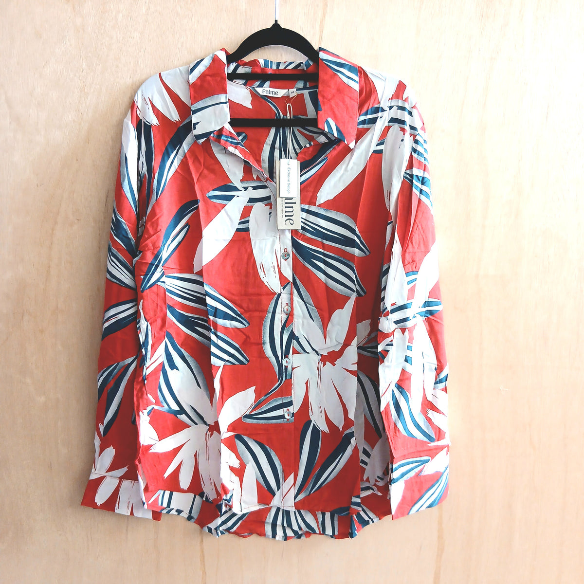 Light Long Sleeve with Buttons Viscose Shirt 67336 Red