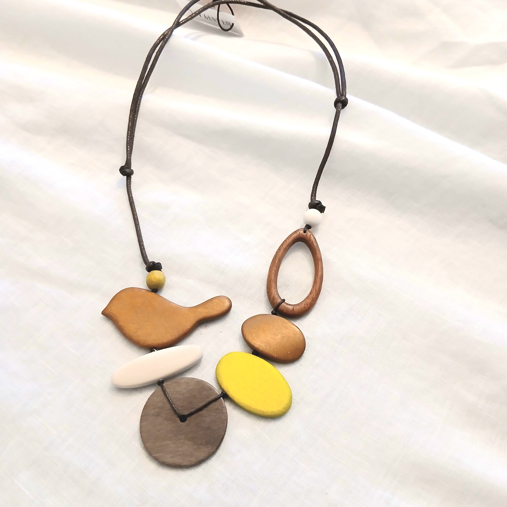 PRE-ORDER Little Bird and Blended Shapes Wooden Beads Necklace N71479